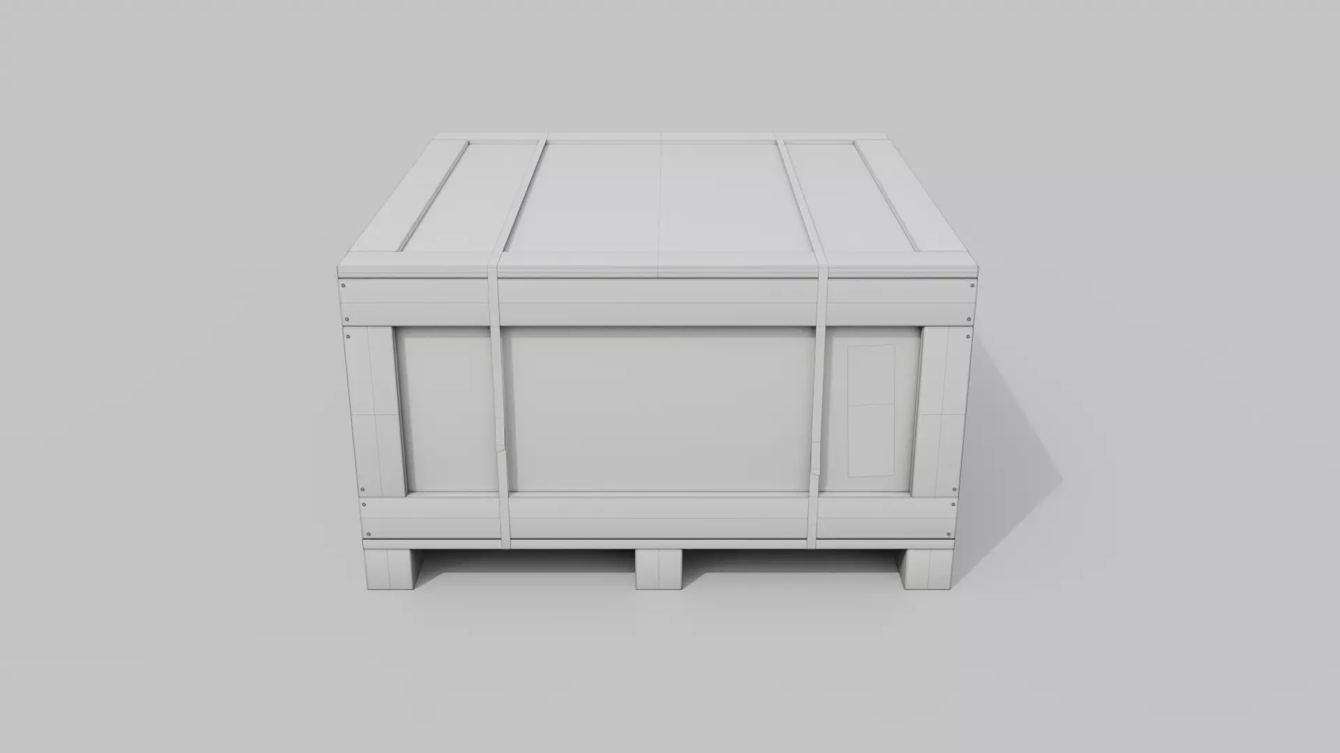 Flat Cube Wooden Crate - Customizable Shipping Box Low-poly 3D model_19