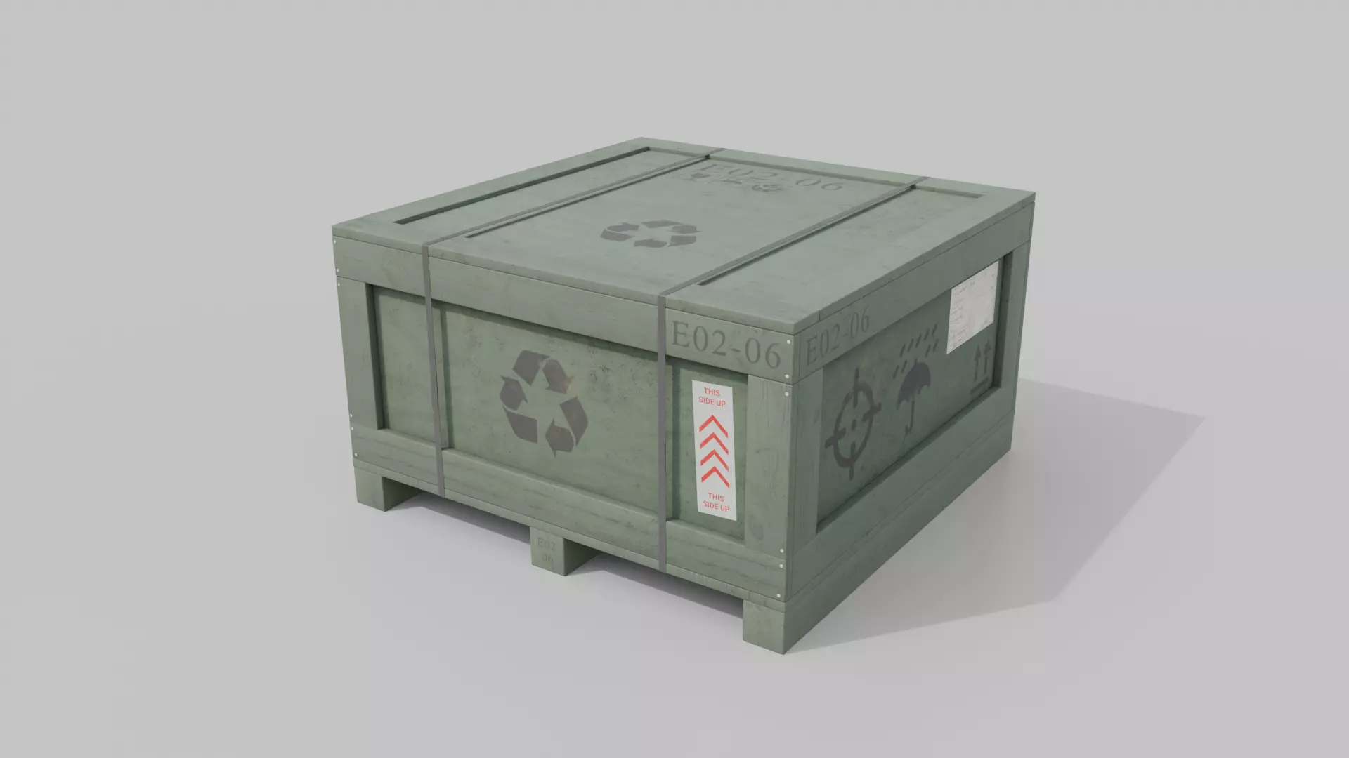 Flat Cube Wooden Crate - Customizable Shipping Box Low-poly 3D model_13