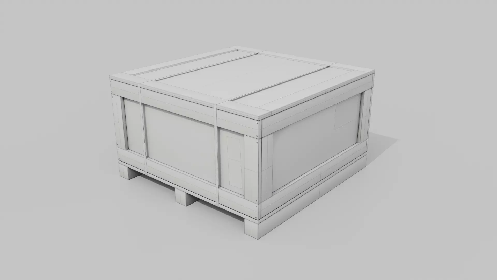 Flat Cube Wooden Crate - Customizable Shipping Box Low-poly 3D model_18
