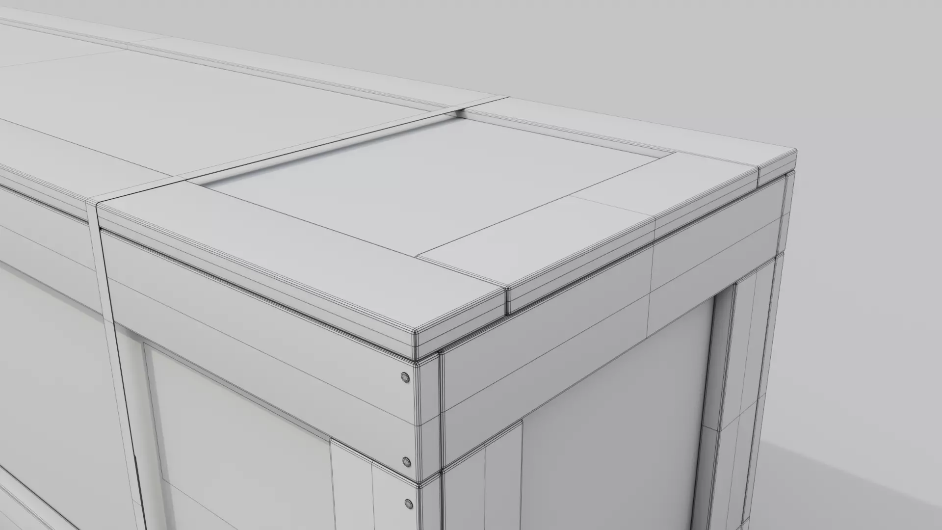 Extra Wide Narrow Wooden Crate - Customizable Shipping Box Low-poly 3D model_20