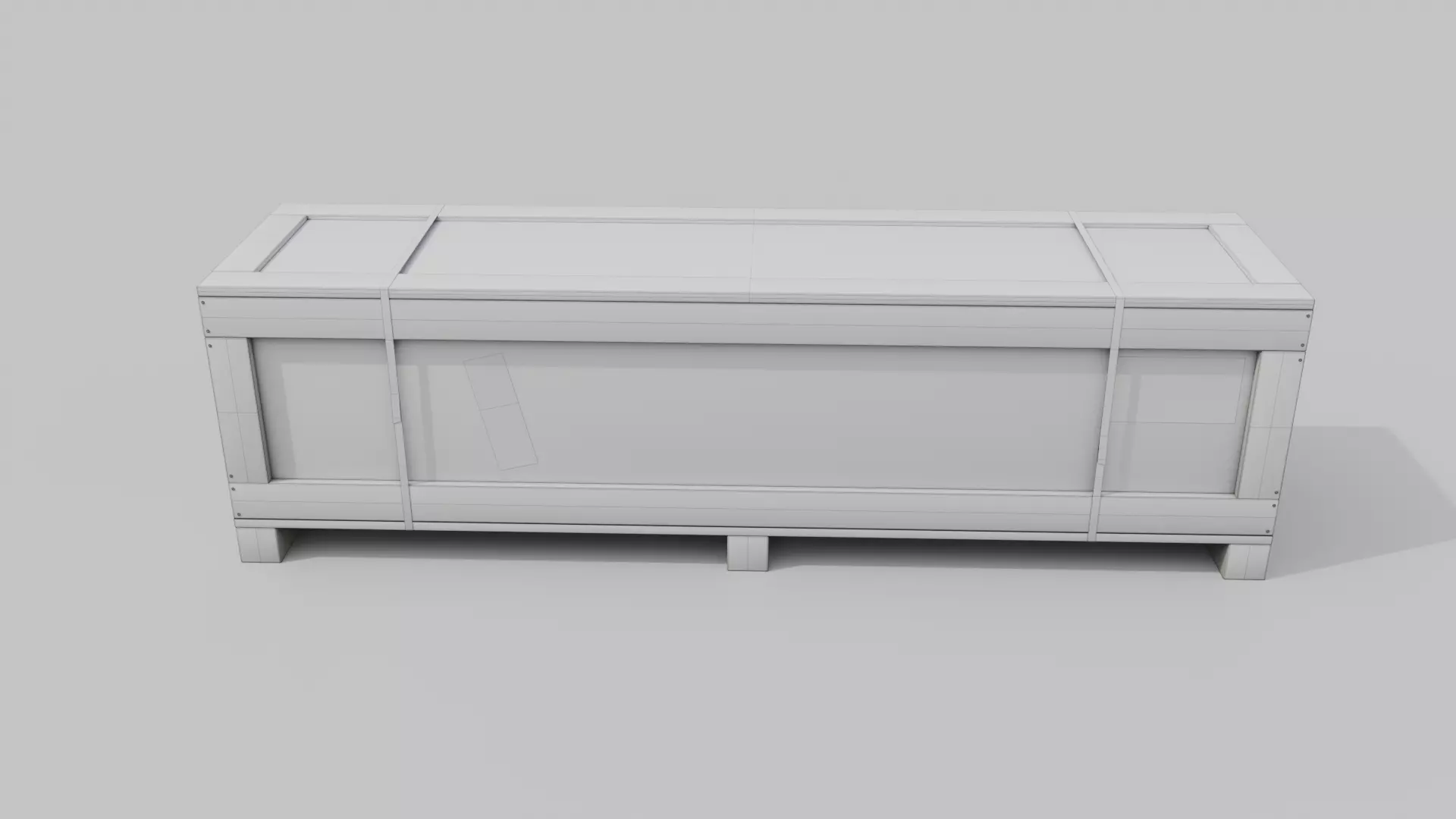 Extra Wide Narrow Wooden Crate - Customizable Shipping Box Low-poly 3D model_19