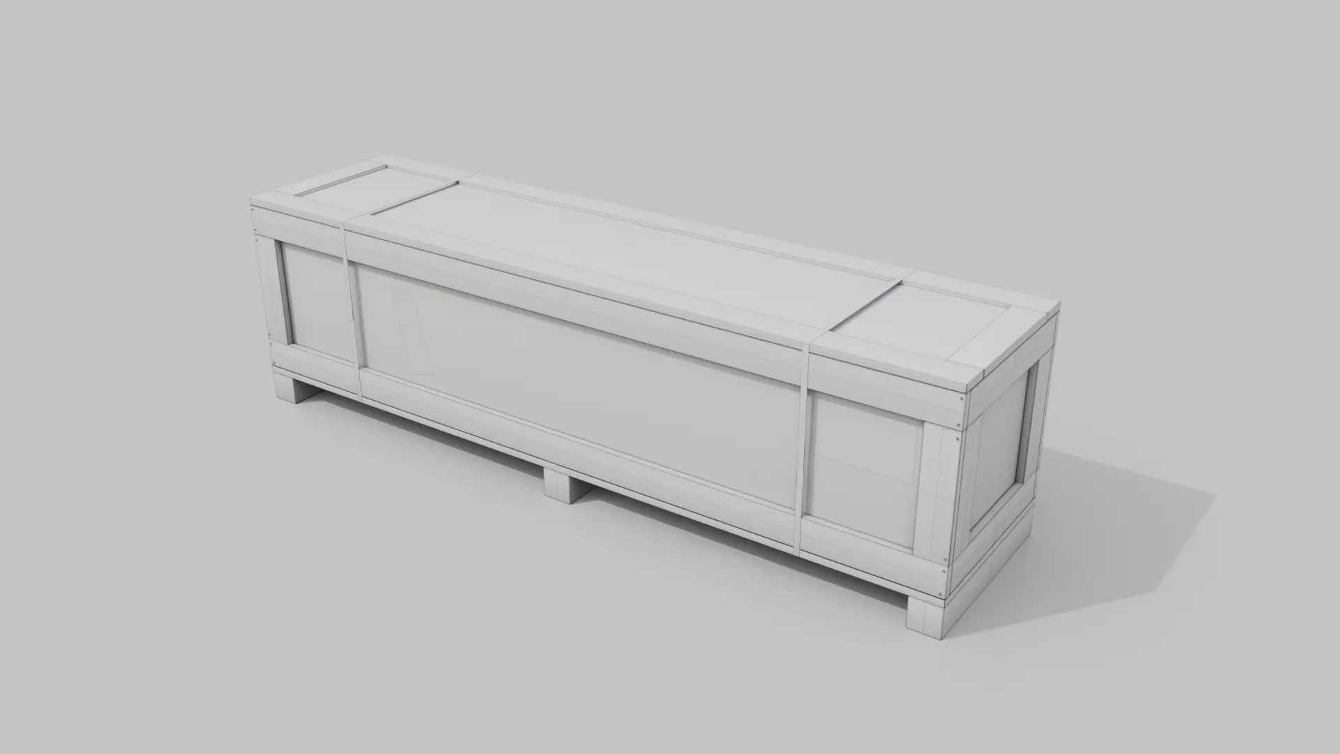 Extra Wide Narrow Wooden Crate - Customizable Shipping Box Low-poly 3D model_18