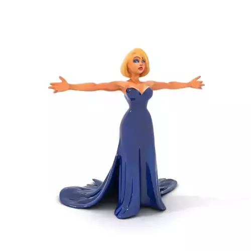 Elegant Female Character Model Pack in Blue Evening Gown Low-poly 3D model