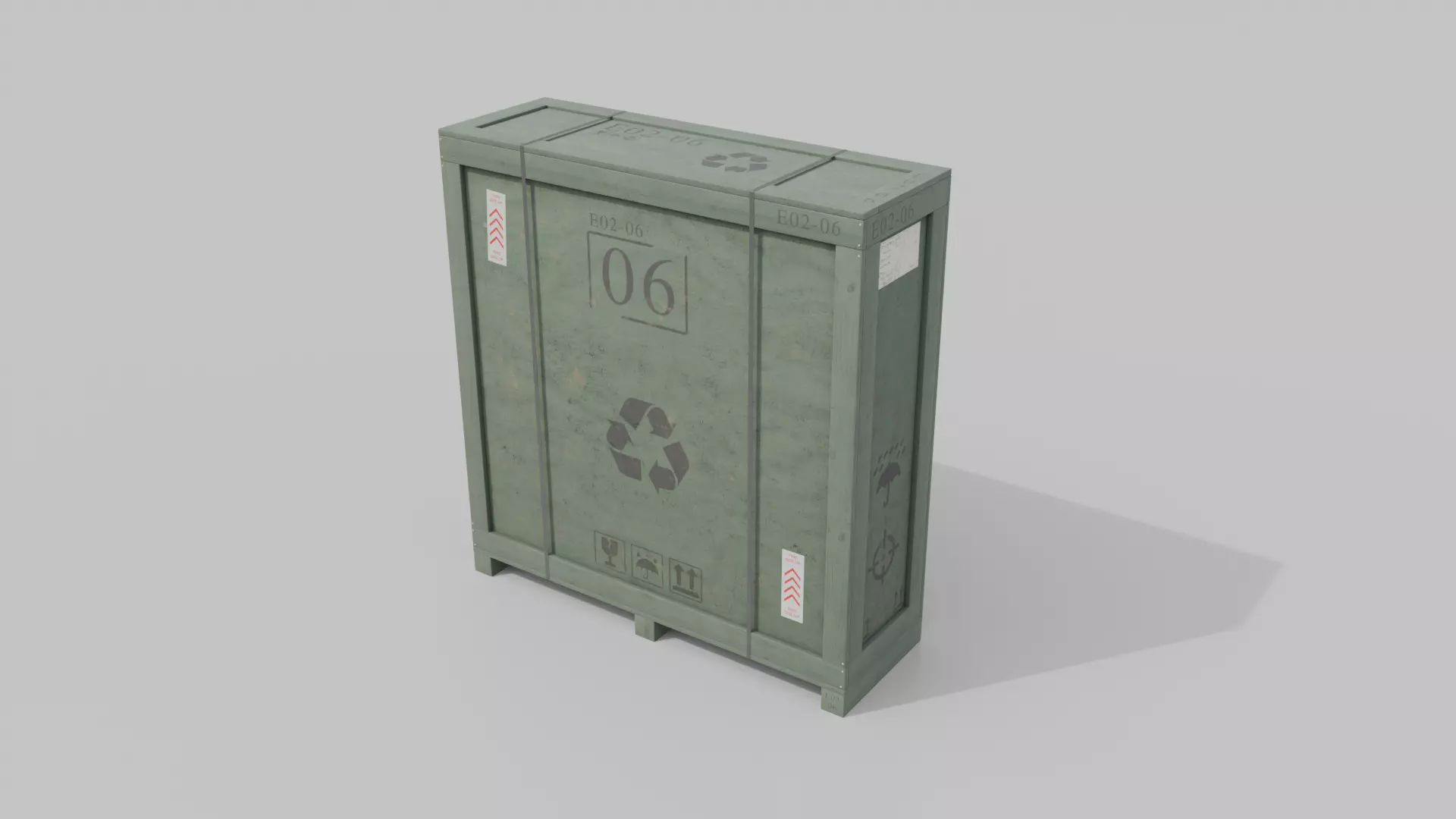 Extra Tall Narrow Wooden Crate - Customizable Shipping Box Low-poly 3D model_13