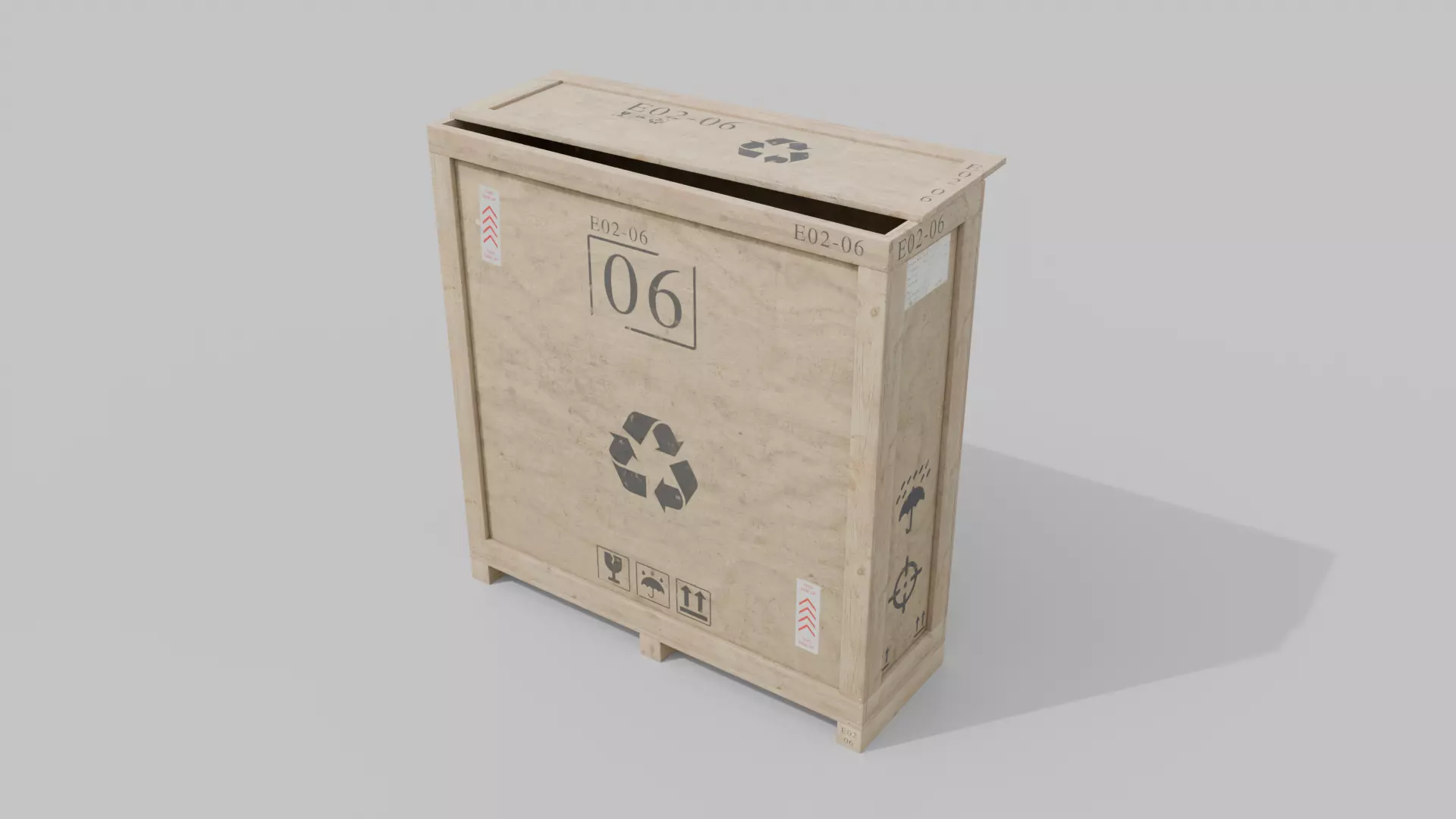 Extra Tall Narrow Wooden Crate - Customizable Shipping Box Low-poly 3D model_9