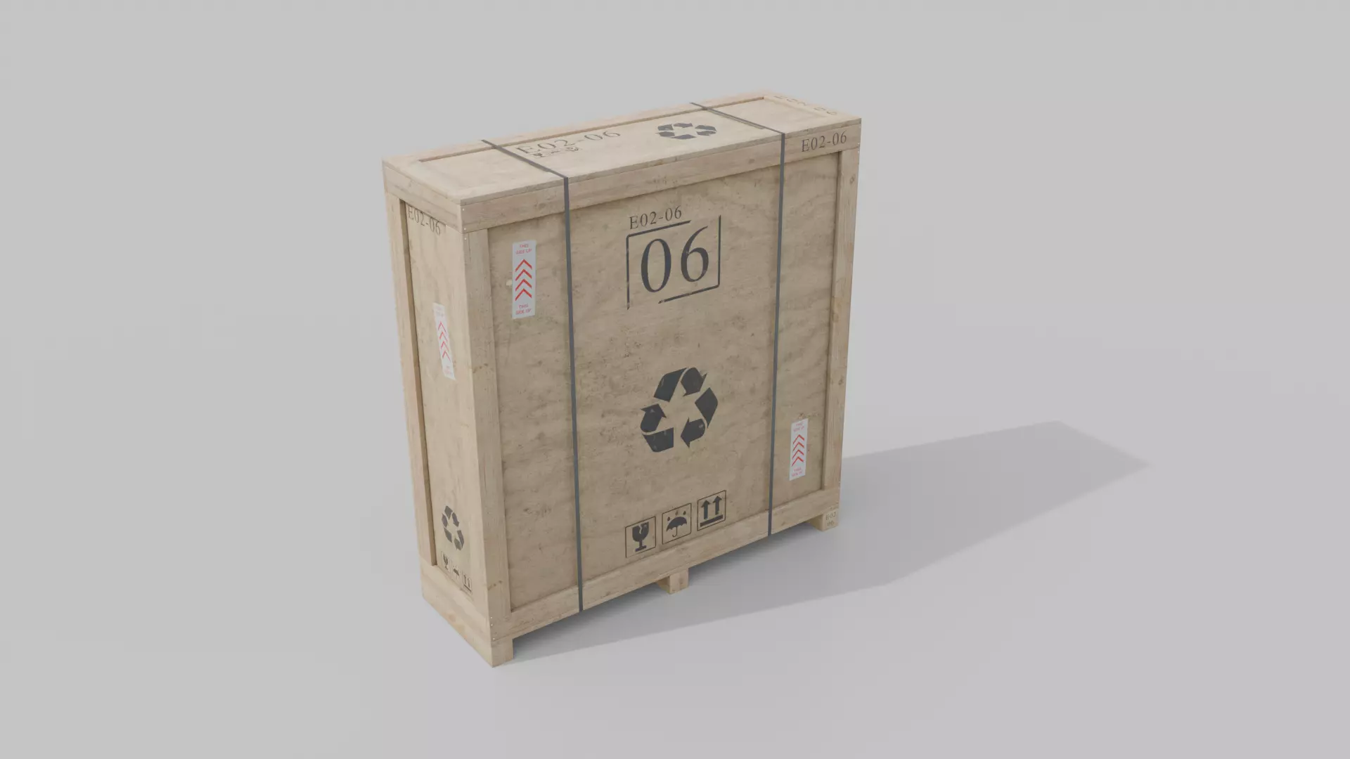 Extra Tall Narrow Wooden Crate - Customizable Shipping Box Low-poly 3D model_3