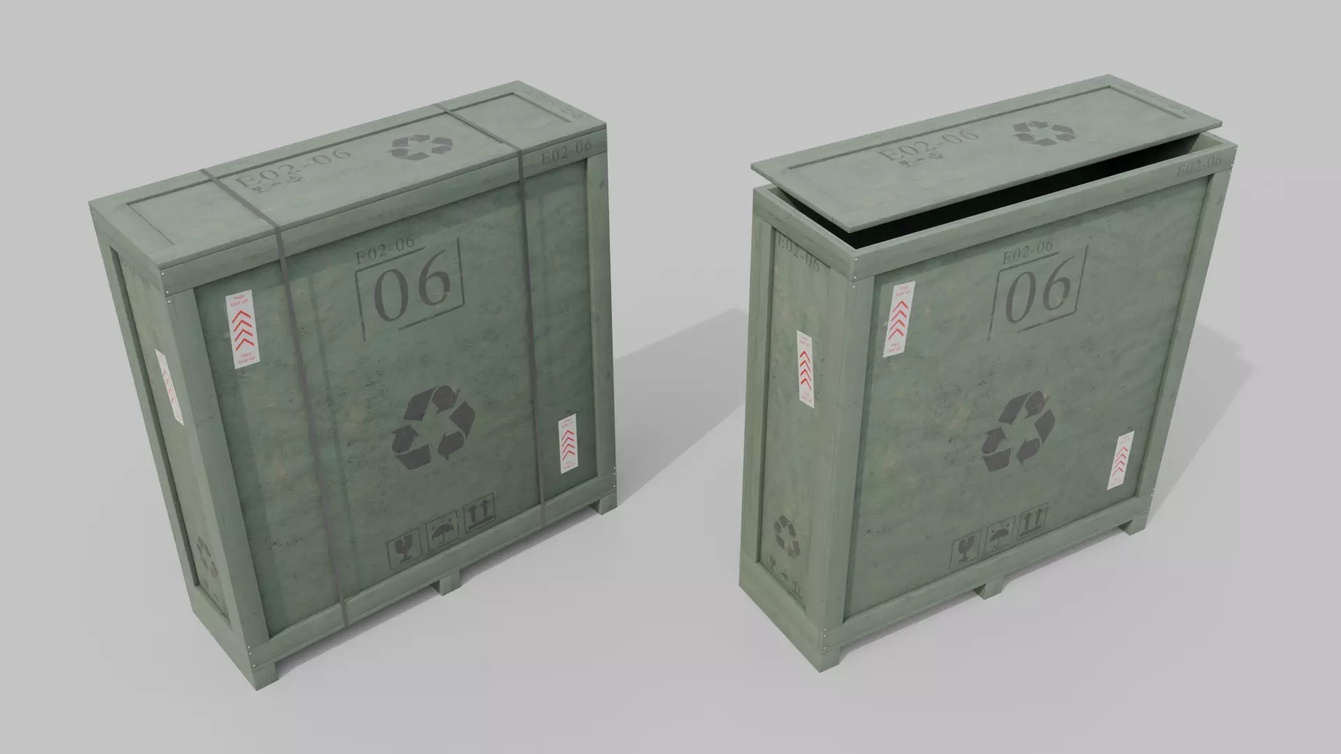 Extra Tall Narrow Wooden Crate - Customizable Shipping Box Low-poly 3D model_14
