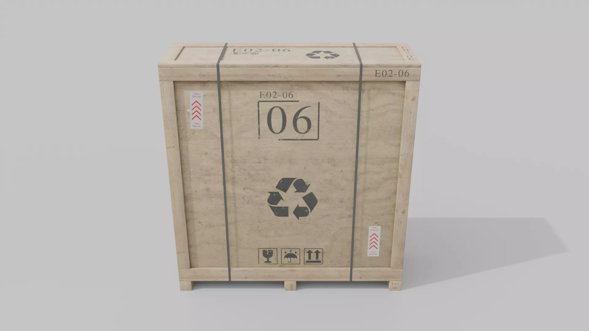 Extra Tall Narrow Wooden Crate - Customizable Shipping Box Low-poly 3D model_4