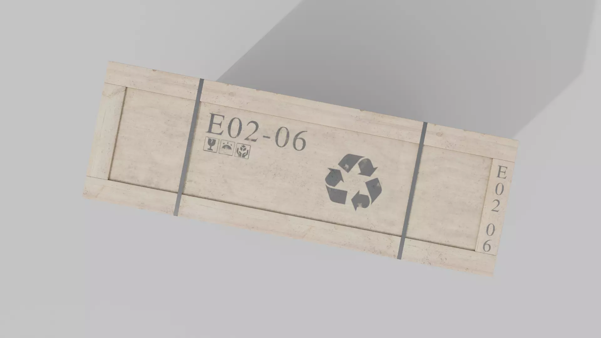 Extra Tall Narrow Wooden Crate - Customizable Shipping Box Low-poly 3D model_6