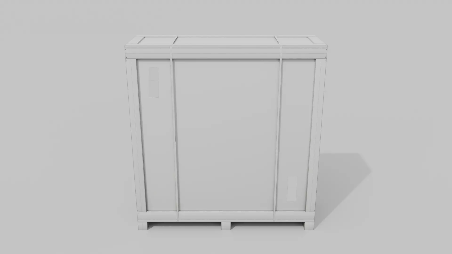 Extra Tall Narrow Wooden Crate - Customizable Shipping Box Low-poly 3D model_19