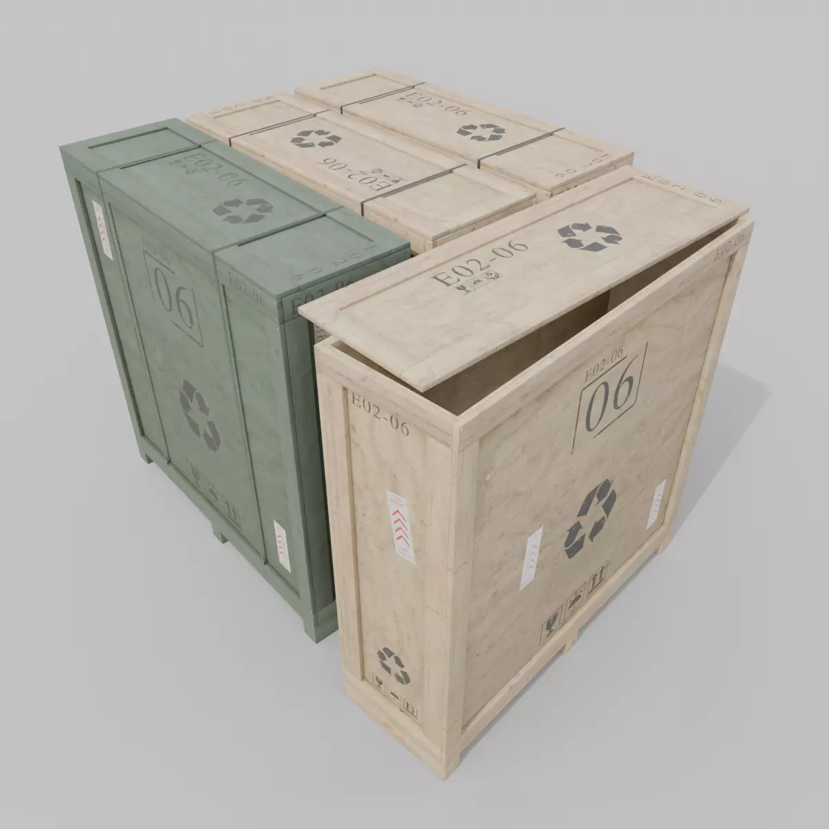 Extra Tall Narrow Wooden Crate - Customizable Shipping Box Low-poly 3D model_0