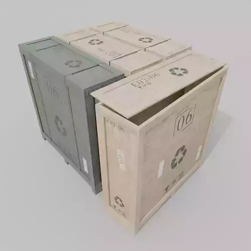Extra Tall Narrow Wooden Crate - Customizable Shipping Box Low-poly 3D model