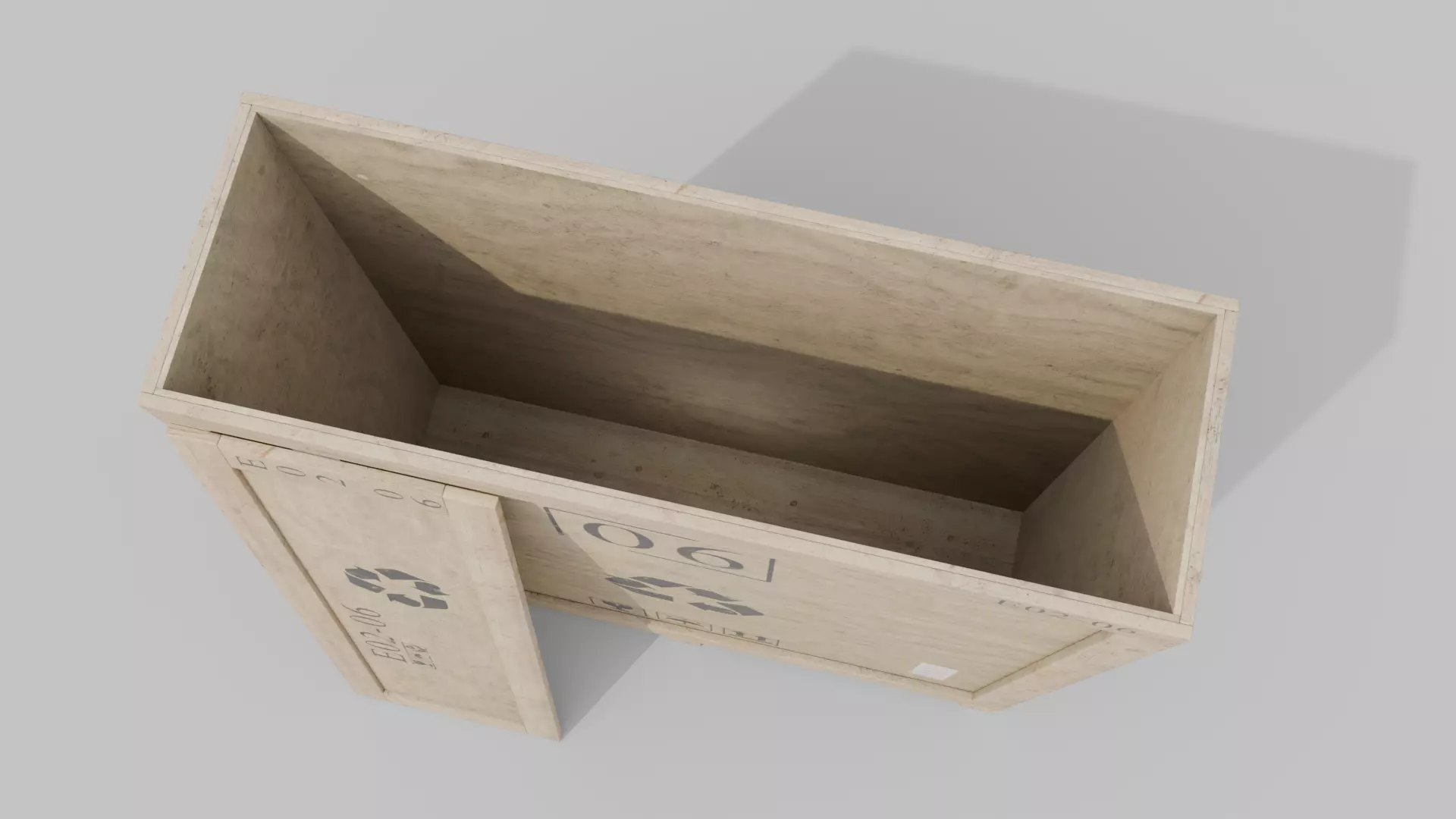 Extra Tall Narrow Wooden Crate - Customizable Shipping Box Low-poly 3D model_12