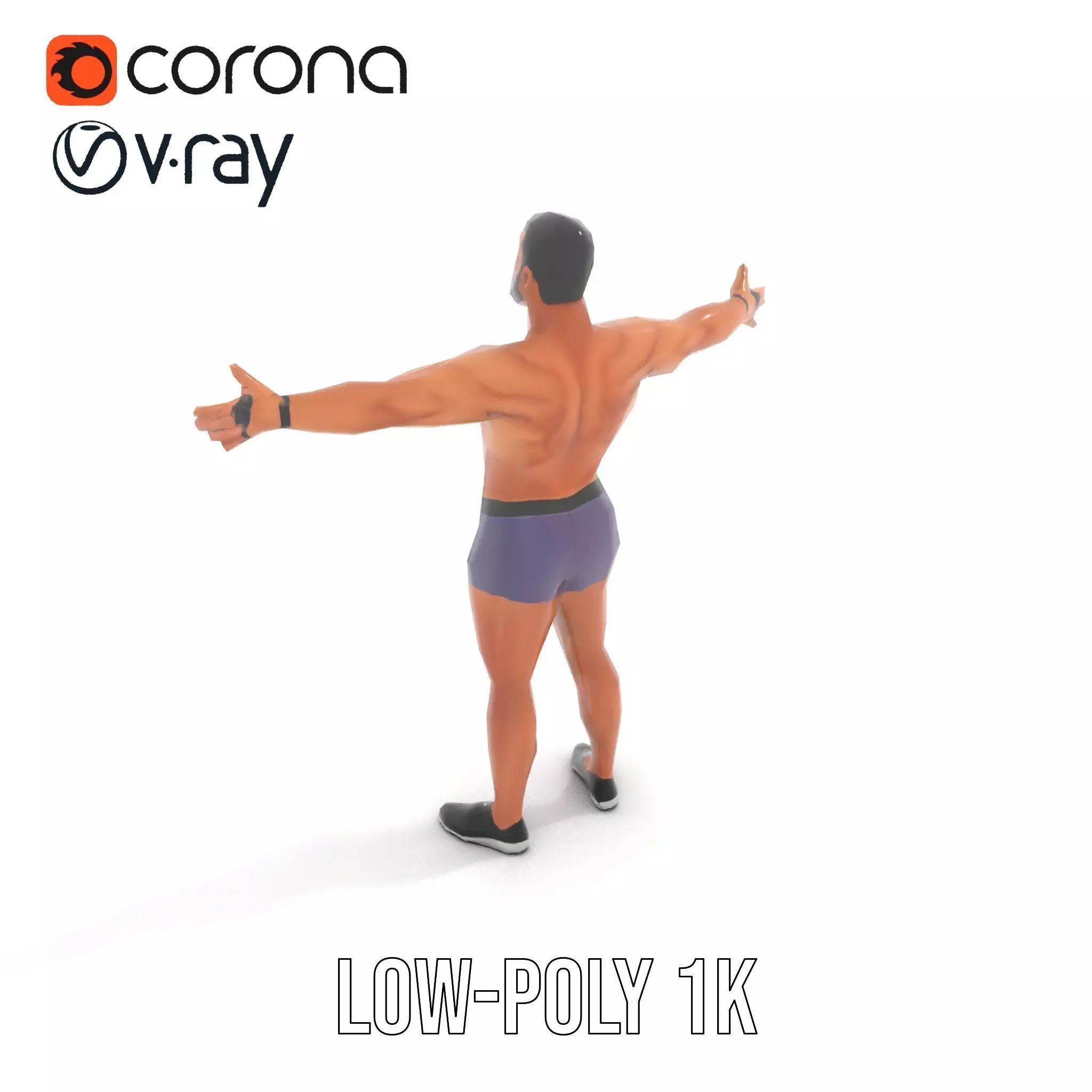 Male Athlete Model Pack with Athletic Build Low-poly 3D model_8