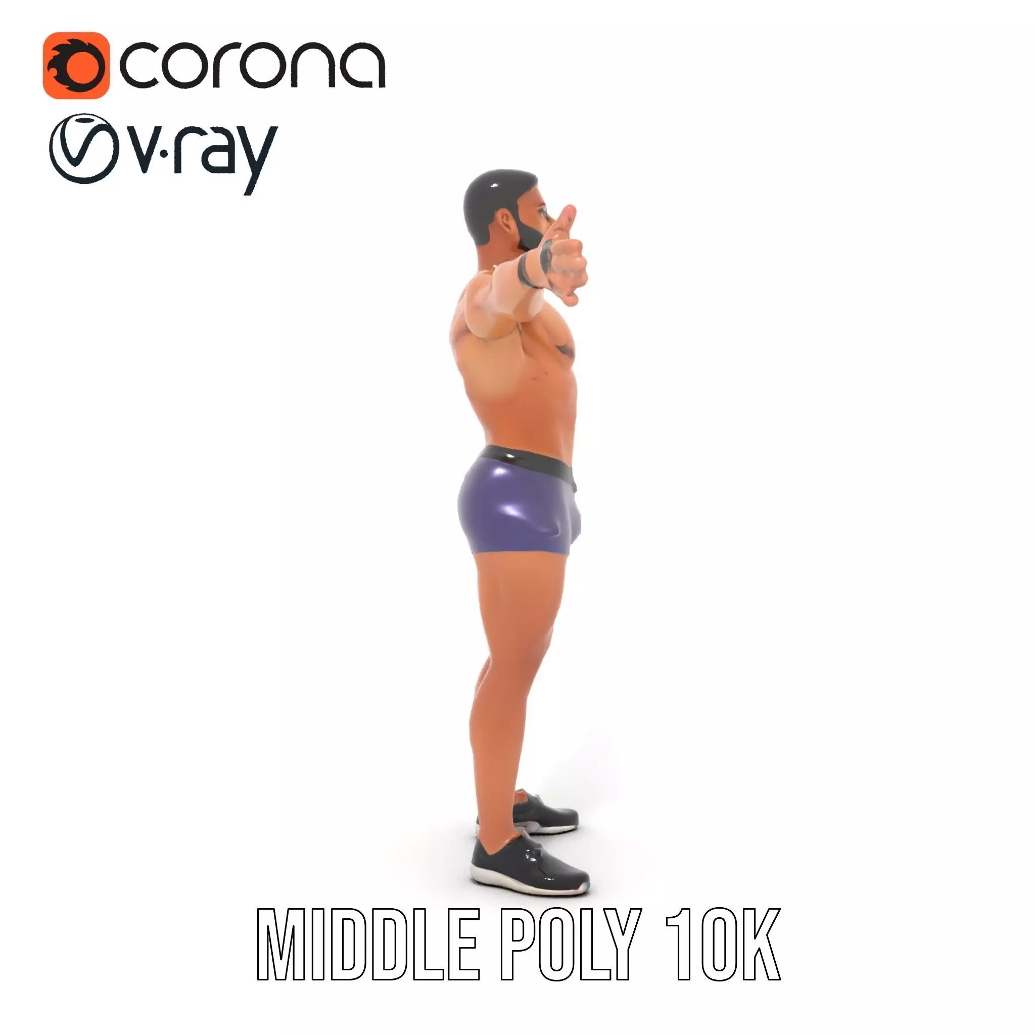 Male Athlete Model Pack with Athletic Build Low-poly 3D model_9