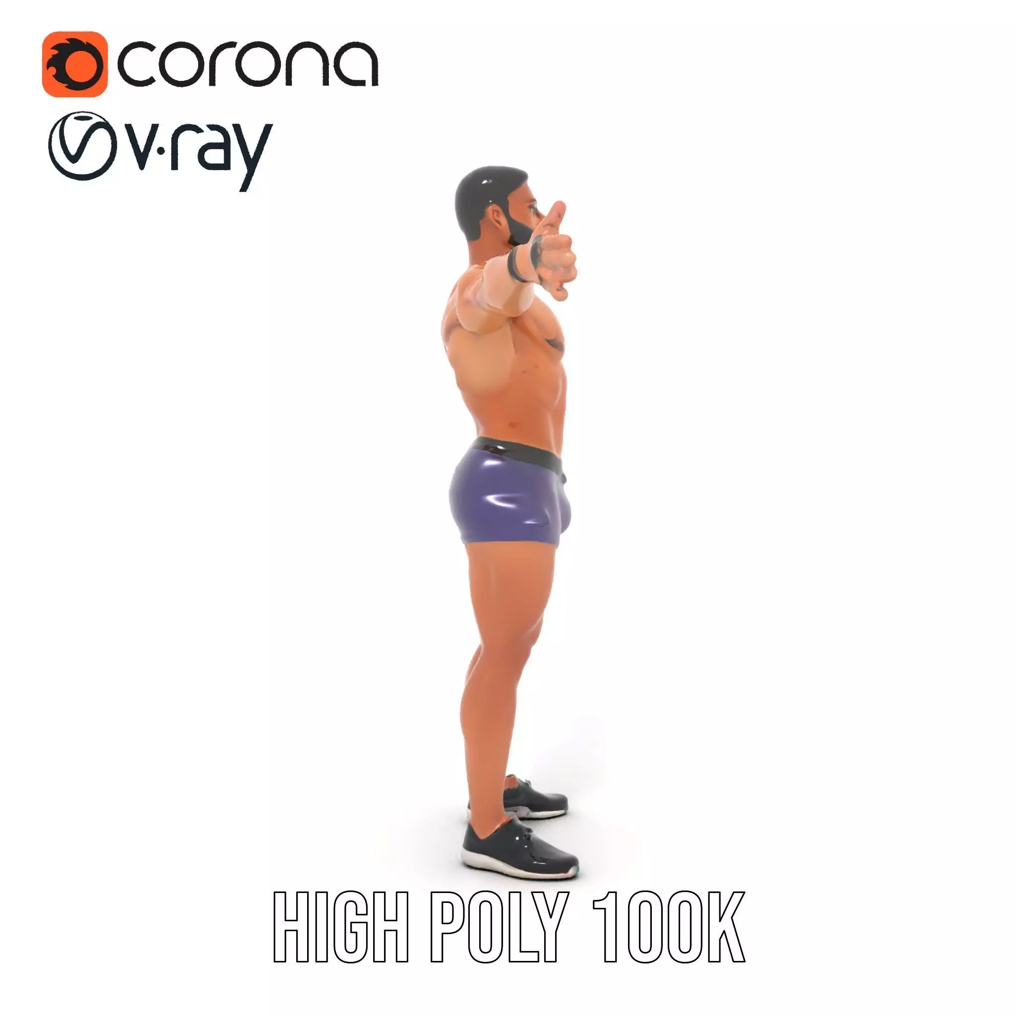 Male Athlete Model Pack with Athletic Build Low-poly 3D model_20