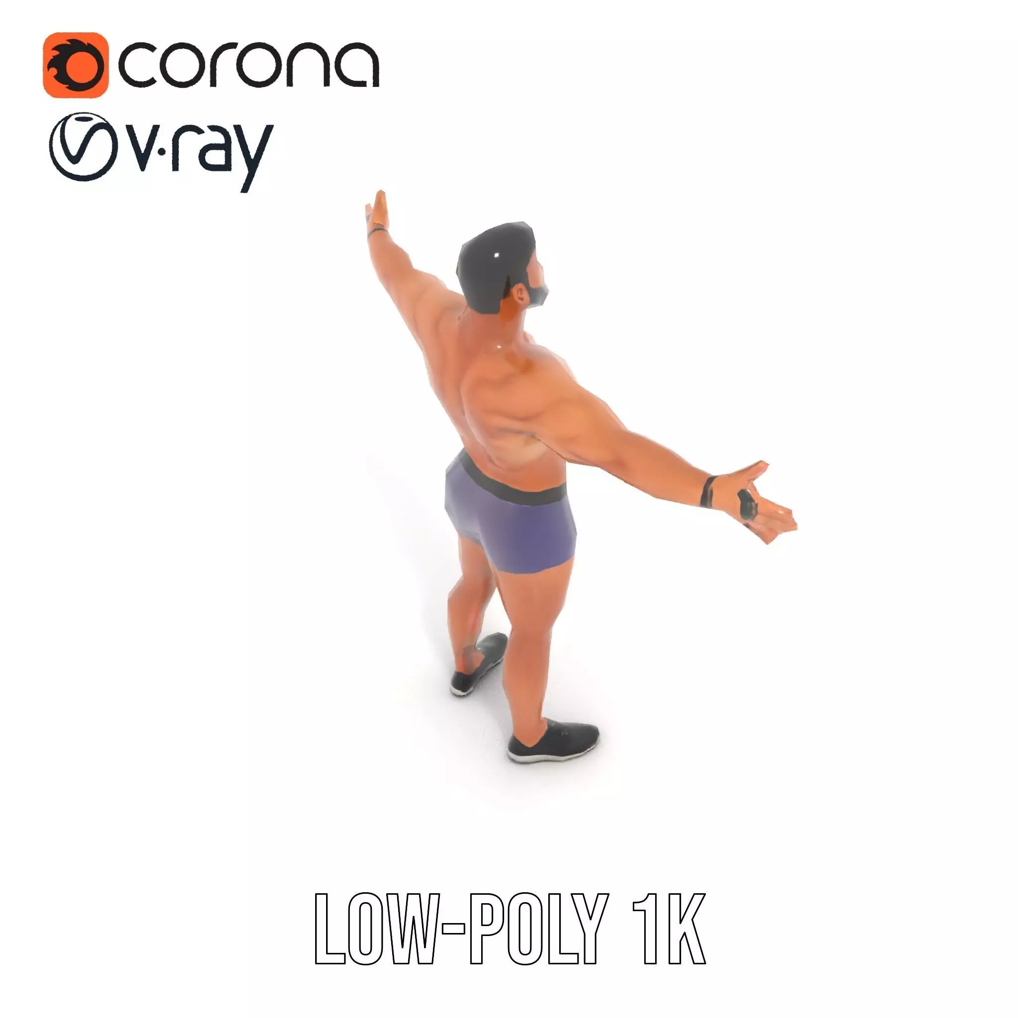 Male Athlete Model Pack with Athletic Build Low-poly 3D model_13