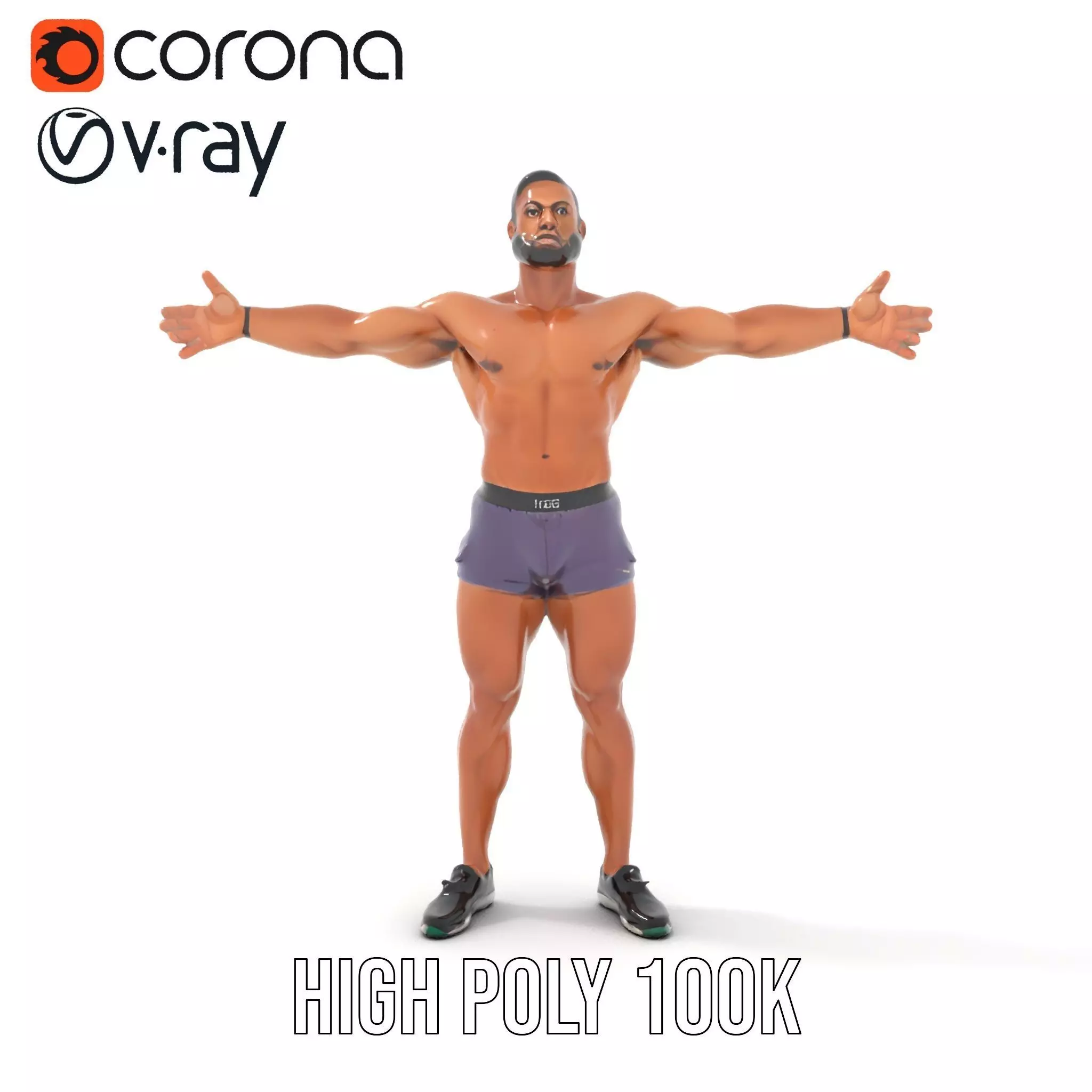 Male Athlete Model Pack with Athletic Build Low-poly 3D model_17