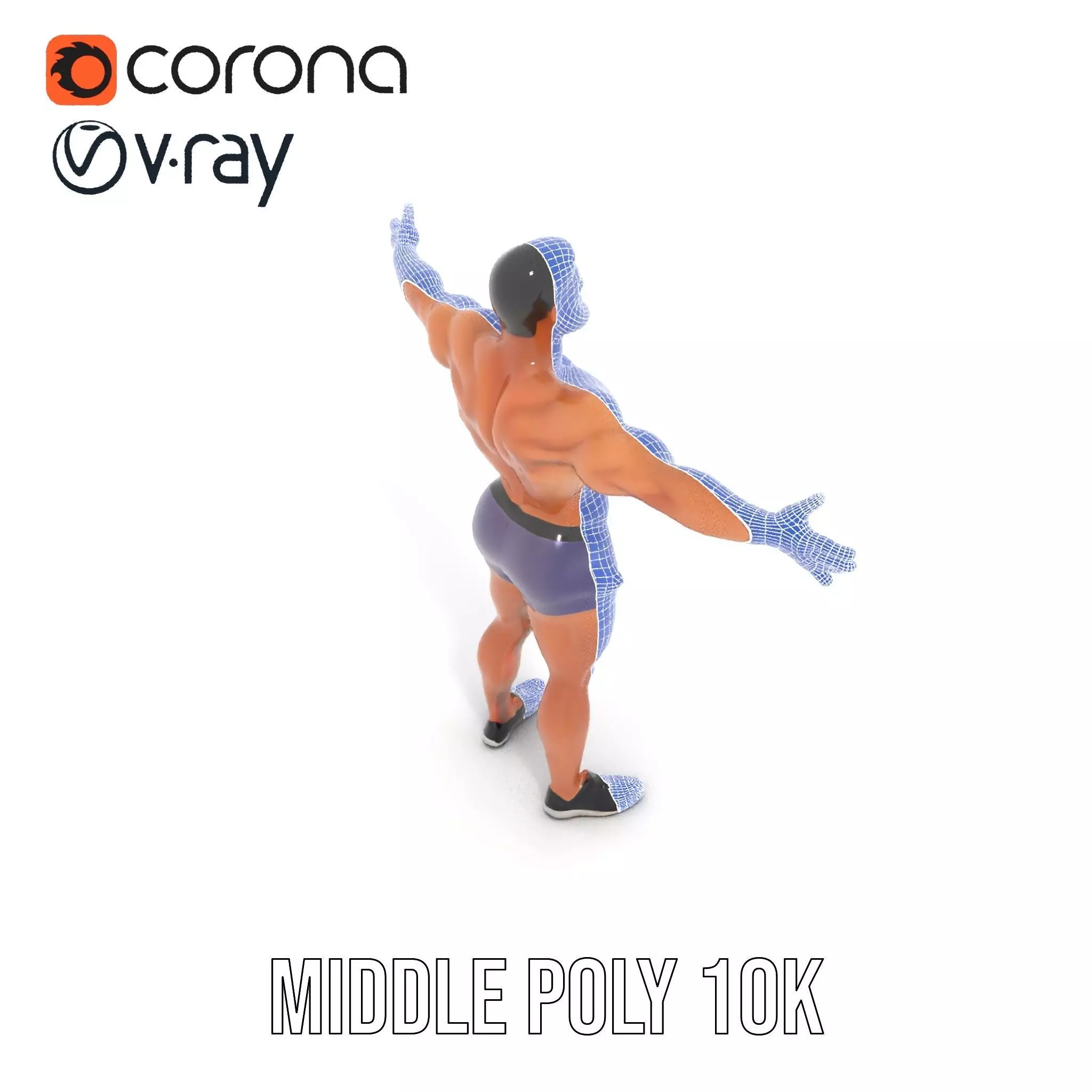 Male Athlete Model Pack with Athletic Build Low-poly 3D model_5