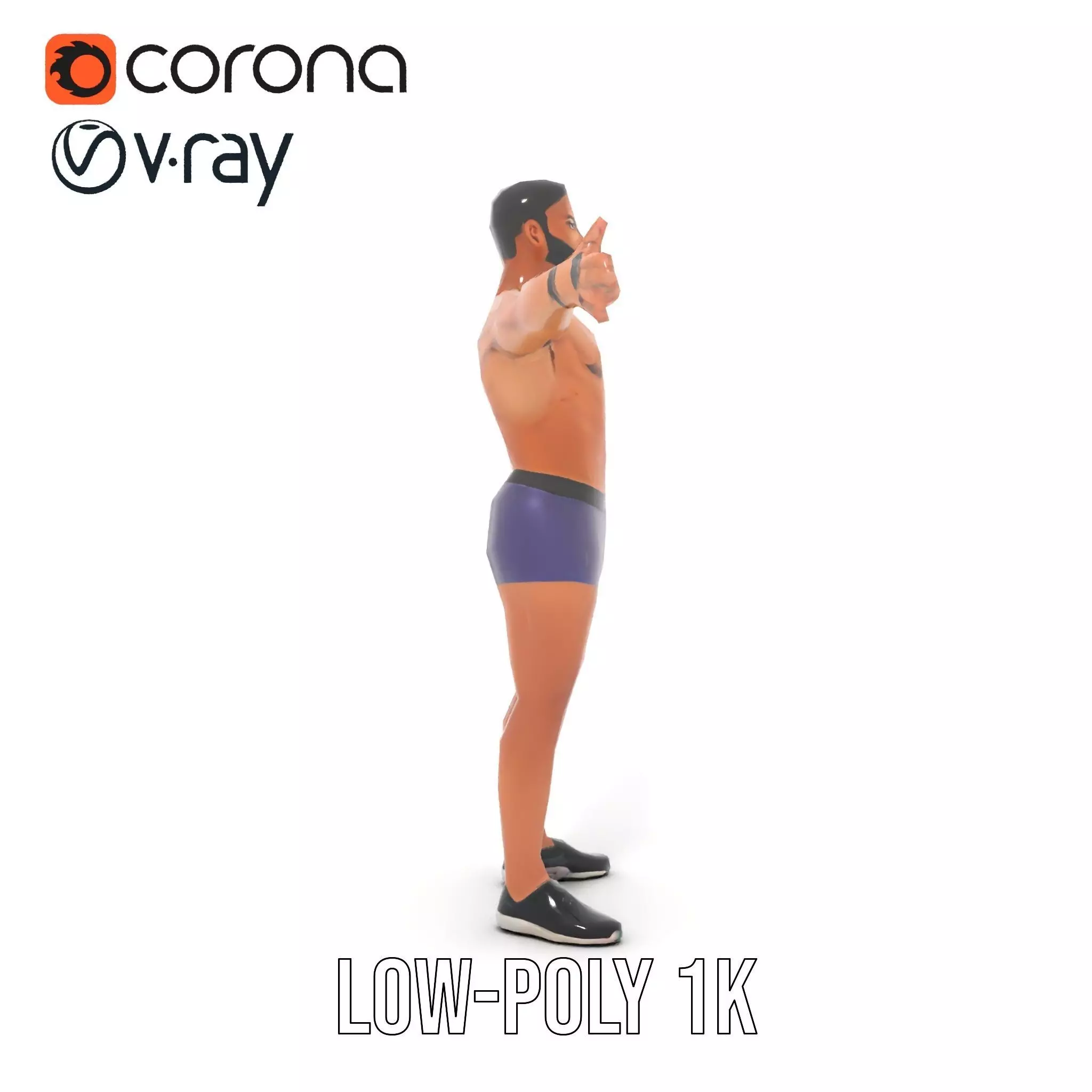 Male Athlete Model Pack with Athletic Build Low-poly 3D model_22