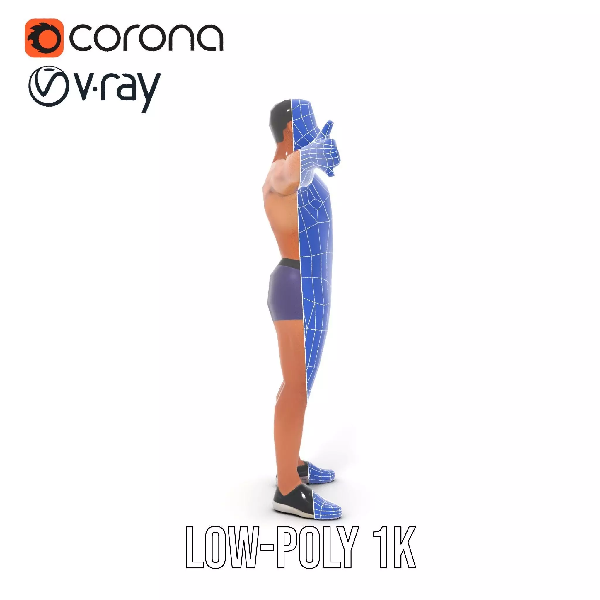 Male Athlete Model Pack with Athletic Build Low-poly 3D model_25