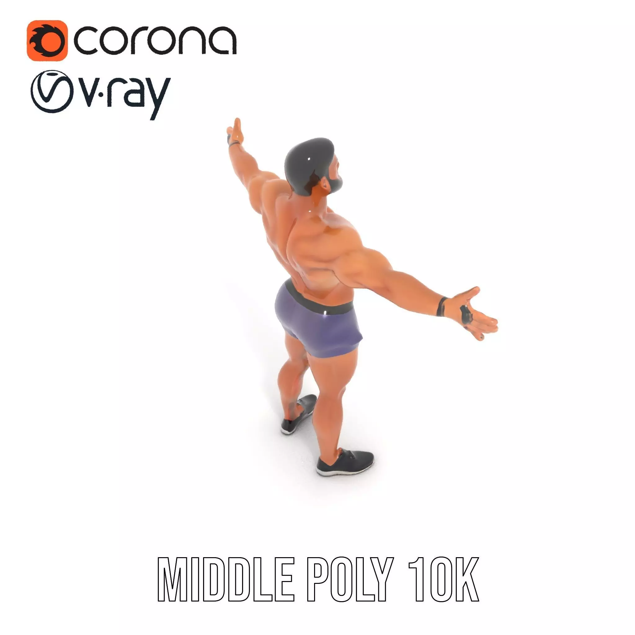 Male Athlete Model Pack with Athletic Build Low-poly 3D model_12