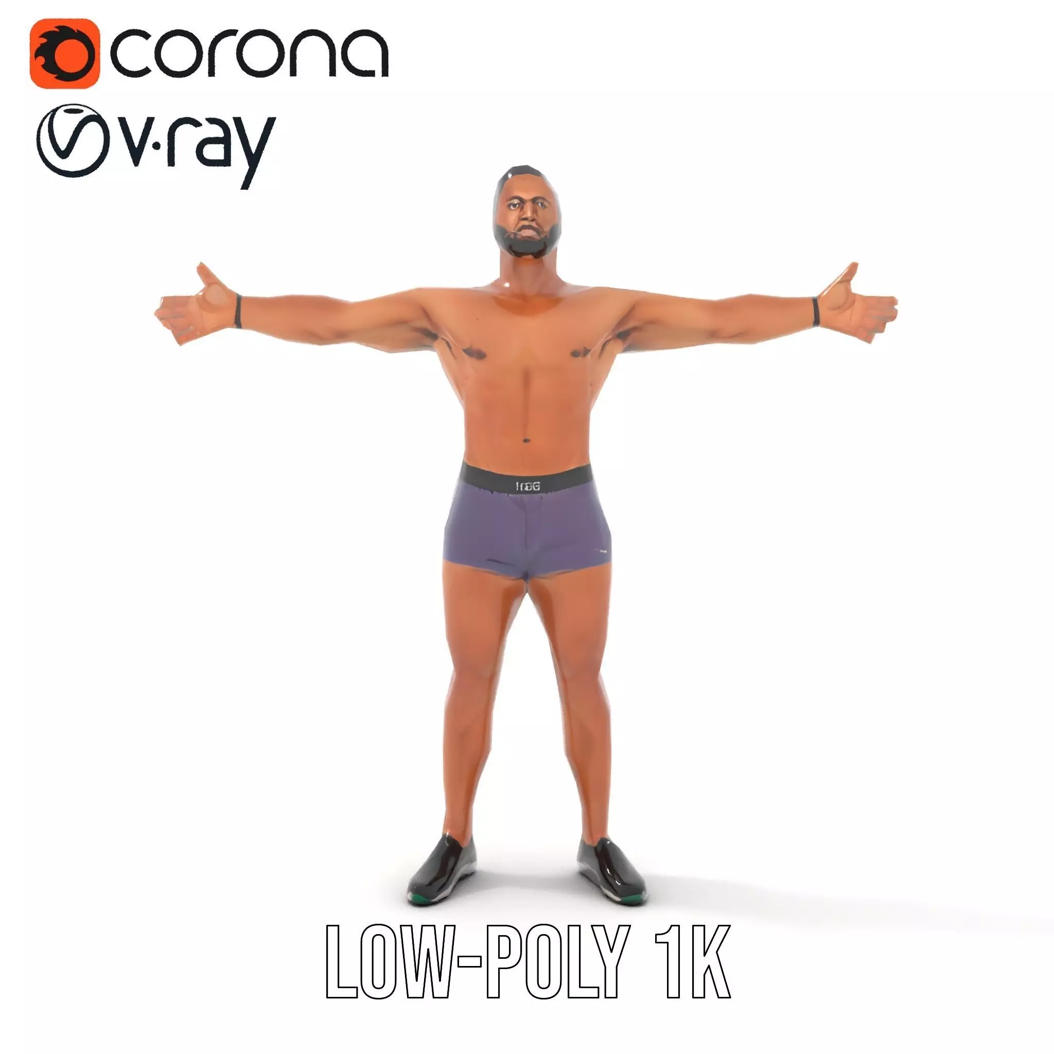 Male Athlete Model Pack with Athletic Build Low-poly 3D model_10