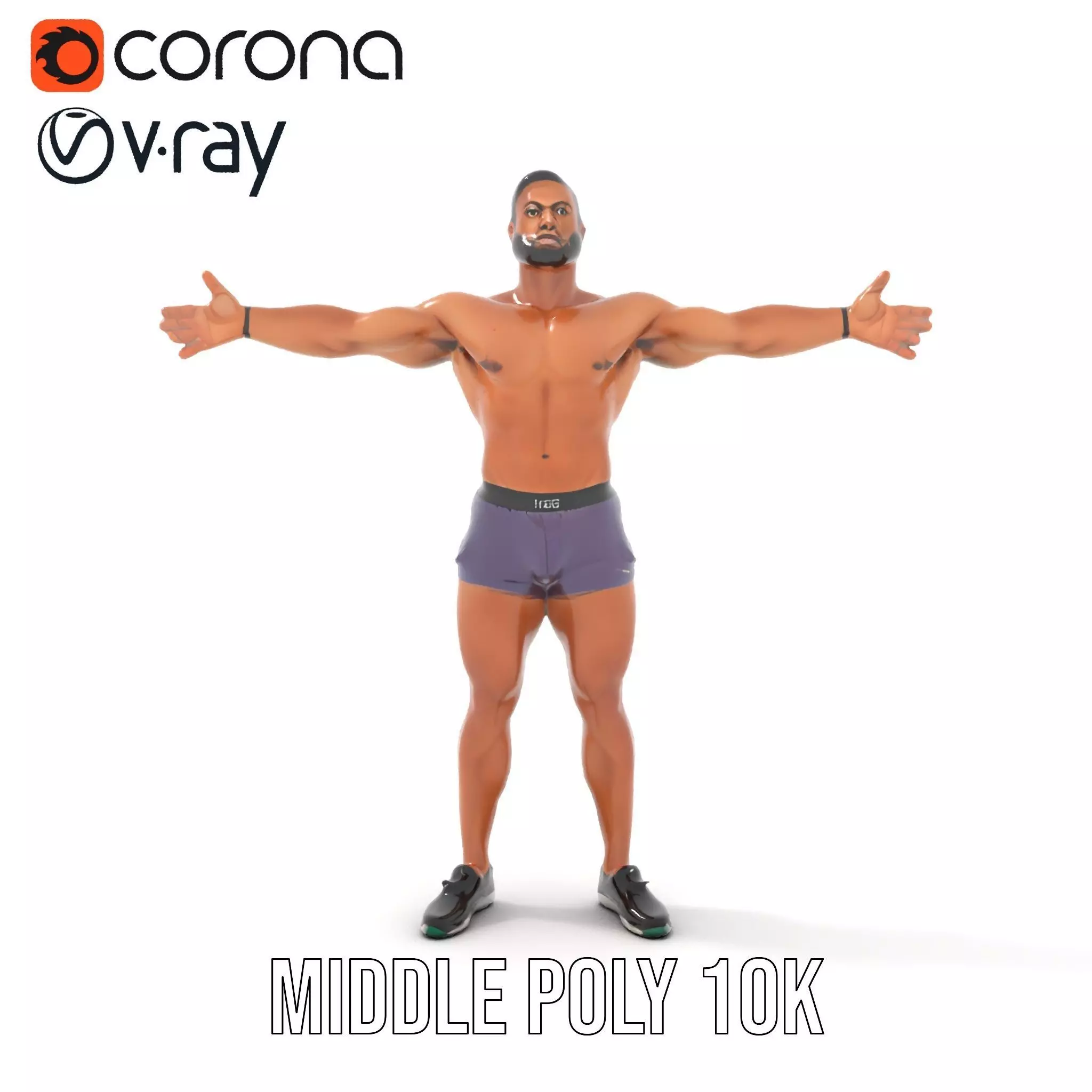 Male Athlete Model Pack with Athletic Build Low-poly 3D model_27