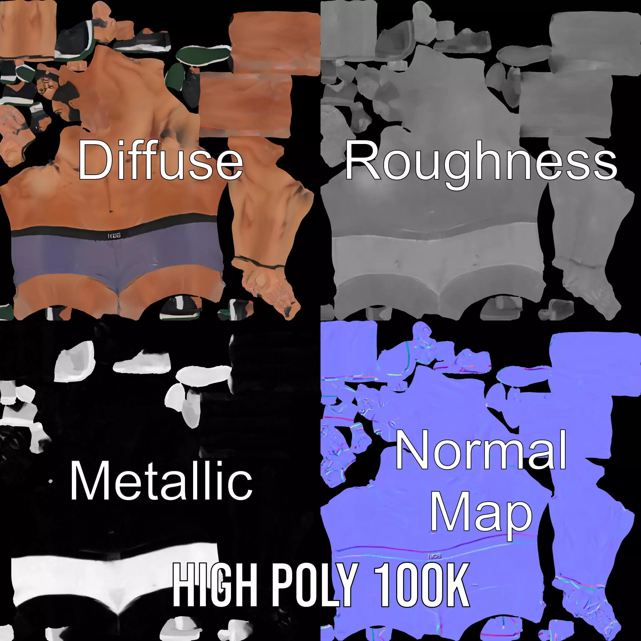 Male Athlete Model Pack with Athletic Build Low-poly 3D model_3