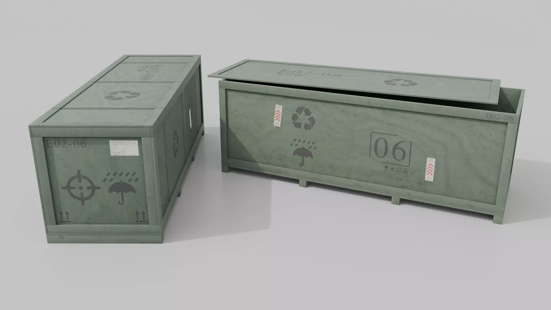 Extra Long Horizontal Wooden Crate - Customizable Shipping Box Low-poly 3D model_12