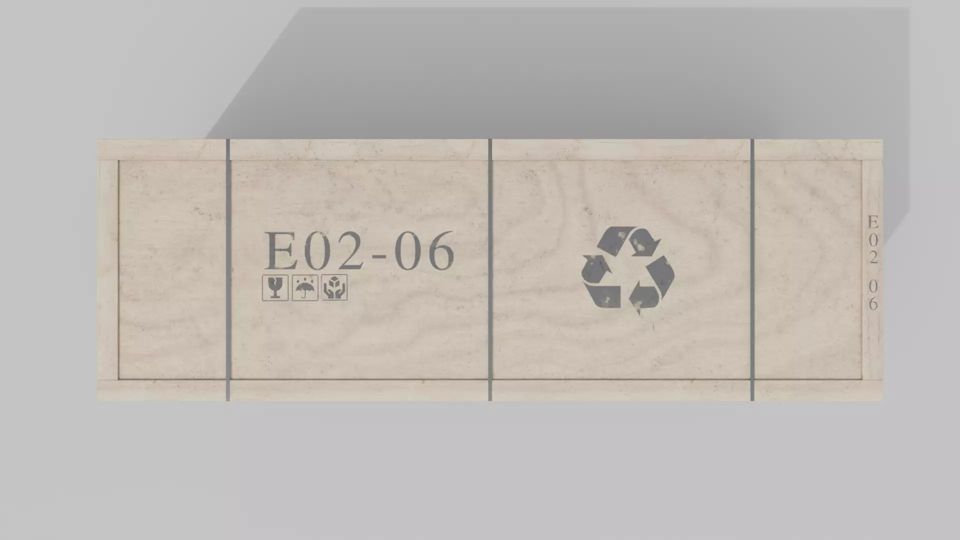 Extra Long Horizontal Wooden Crate - Customizable Shipping Box Low-poly 3D model_6