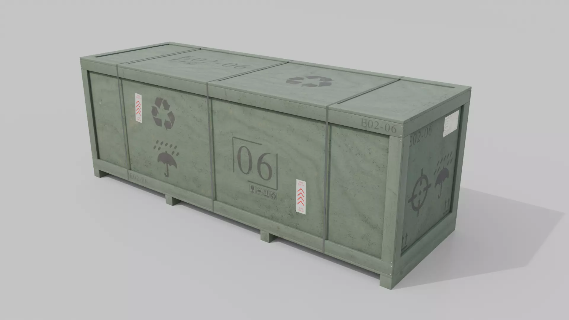 Extra Long Horizontal Wooden Crate - Customizable Shipping Box Low-poly 3D model_11