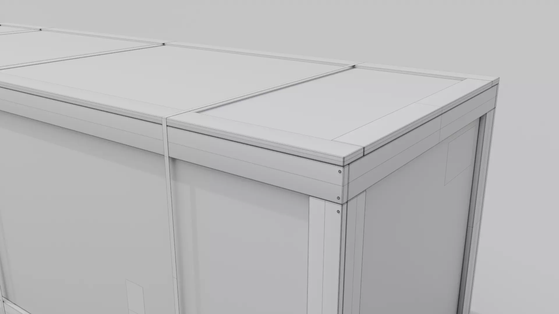 Extra Long Horizontal Wooden Crate - Customizable Shipping Box Low-poly 3D model_18