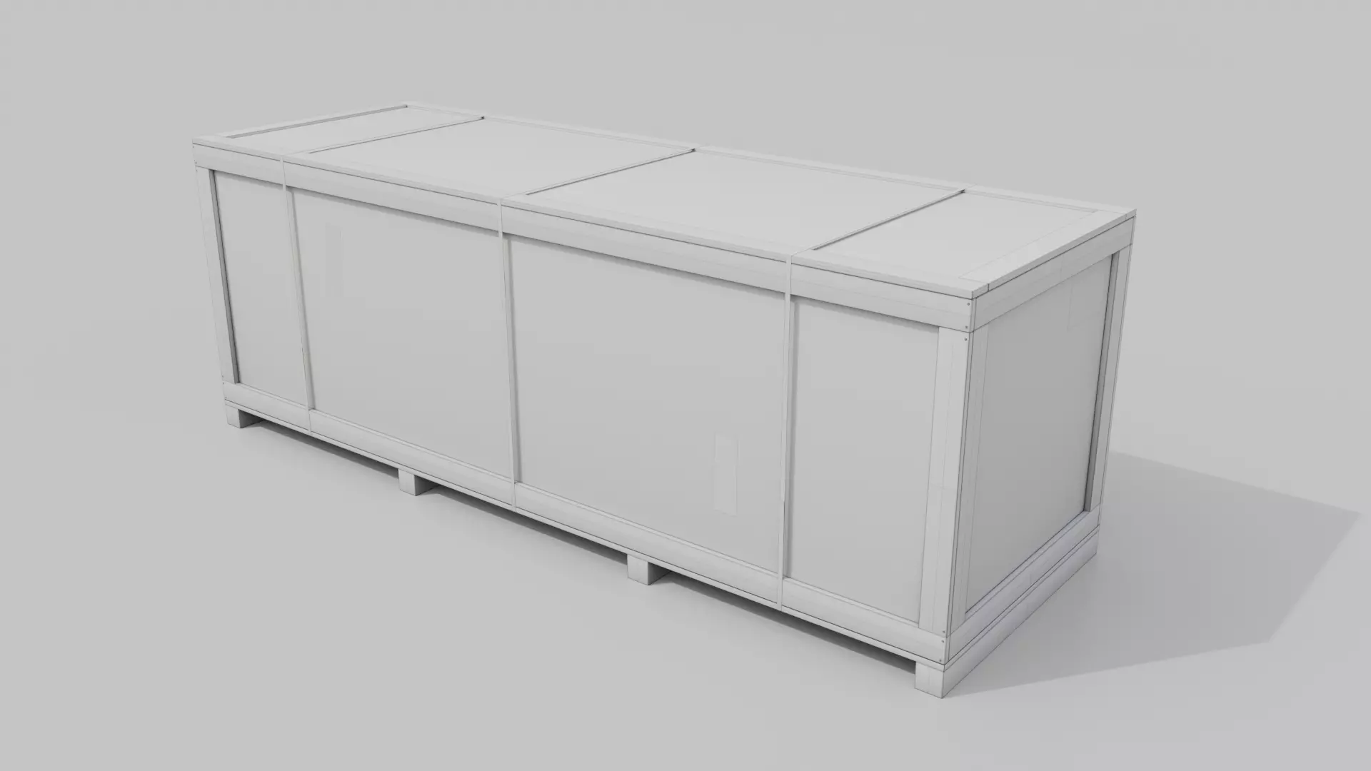 Extra Long Horizontal Wooden Crate - Customizable Shipping Box Low-poly 3D model_16