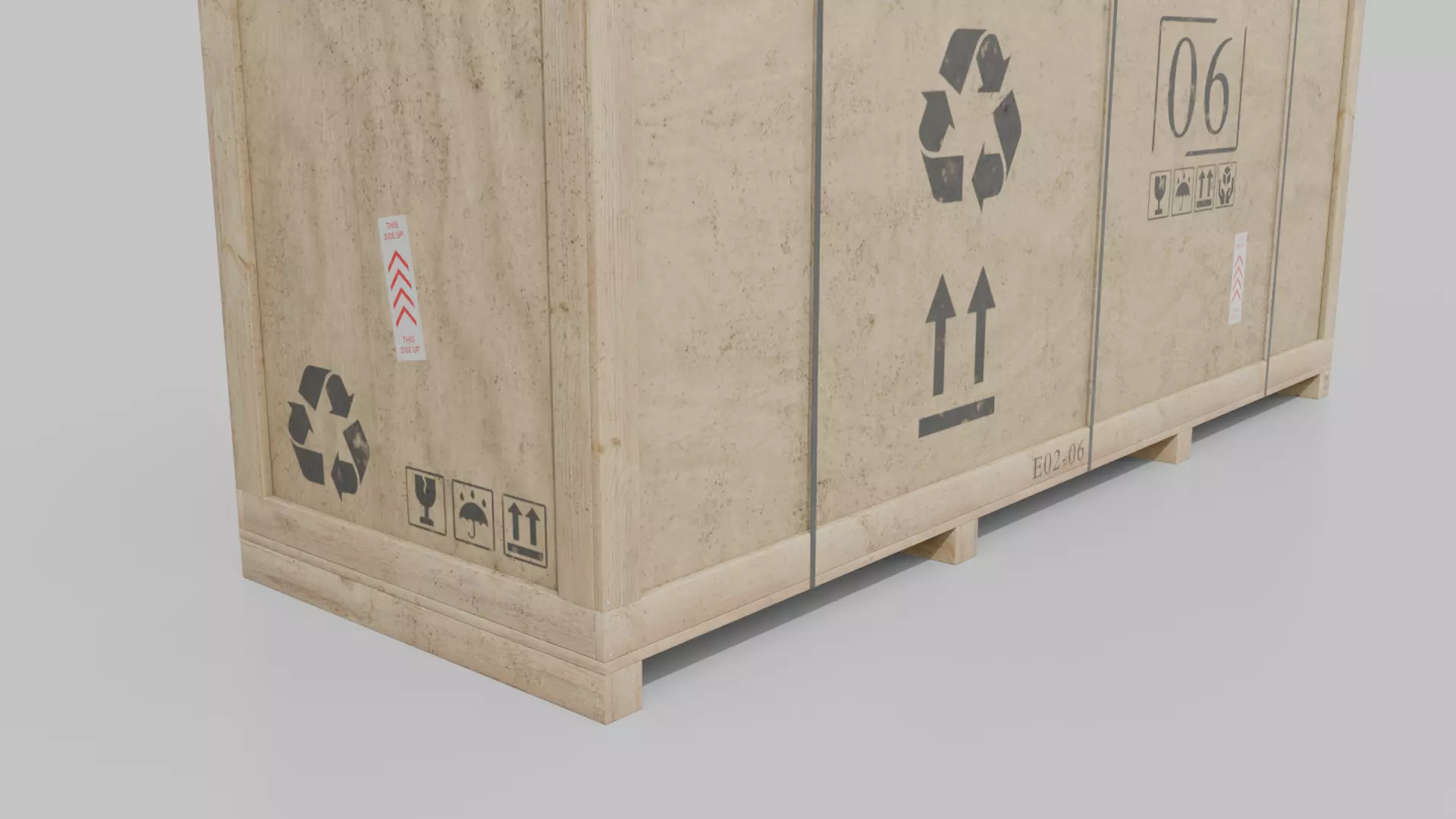 Extra Long and Tall Wooden Crate - Customizable Shipping Box Low-poly 3D model_8