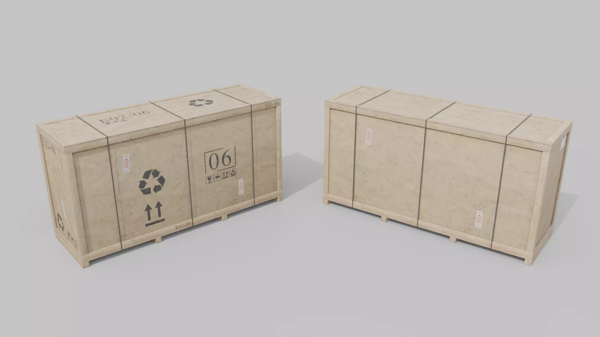 Extra Long and Tall Wooden Crate - Customizable Shipping Box Low-poly 3D model_14