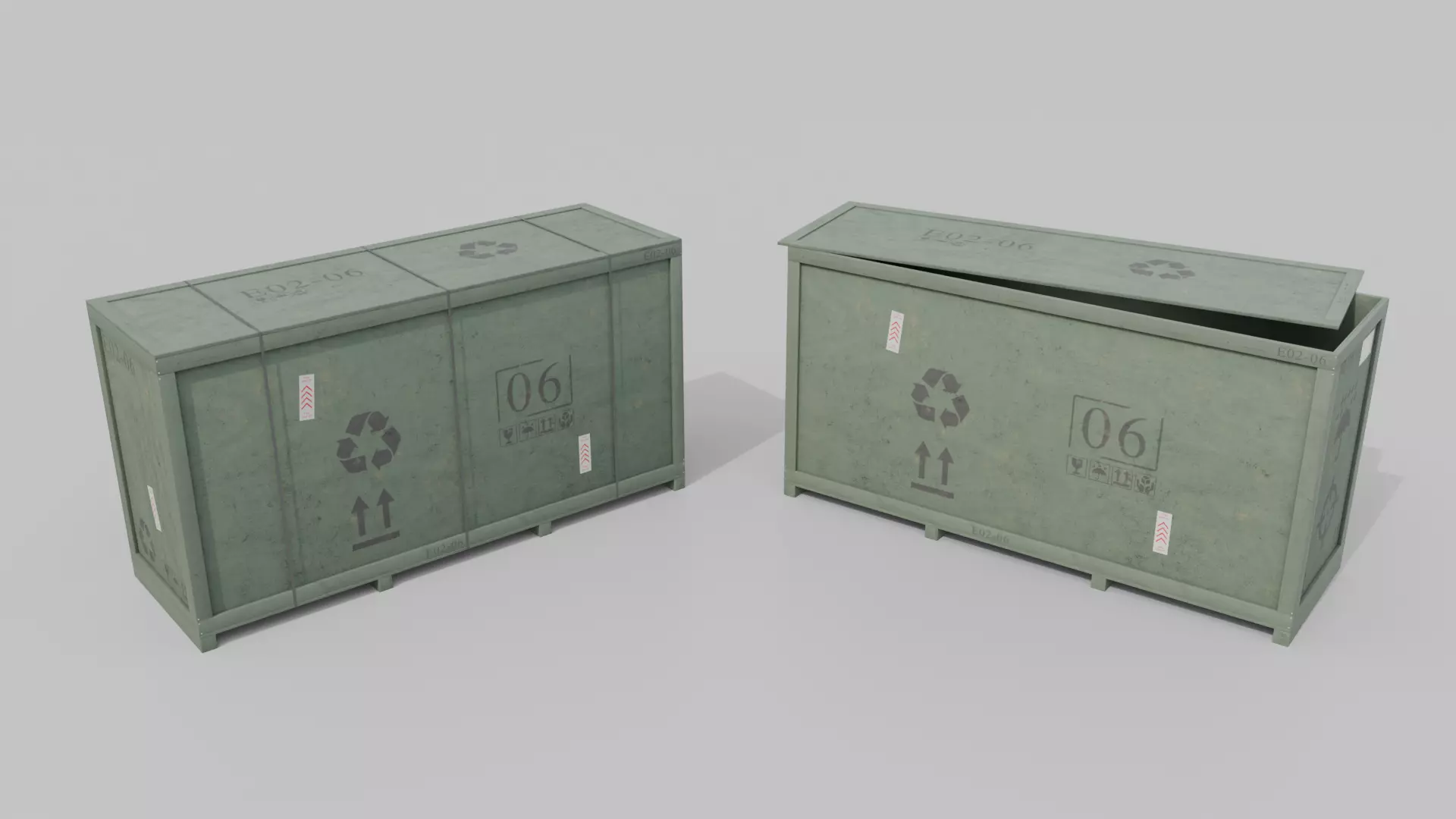 Extra Long and Tall Wooden Crate - Customizable Shipping Box Low-poly 3D model_12