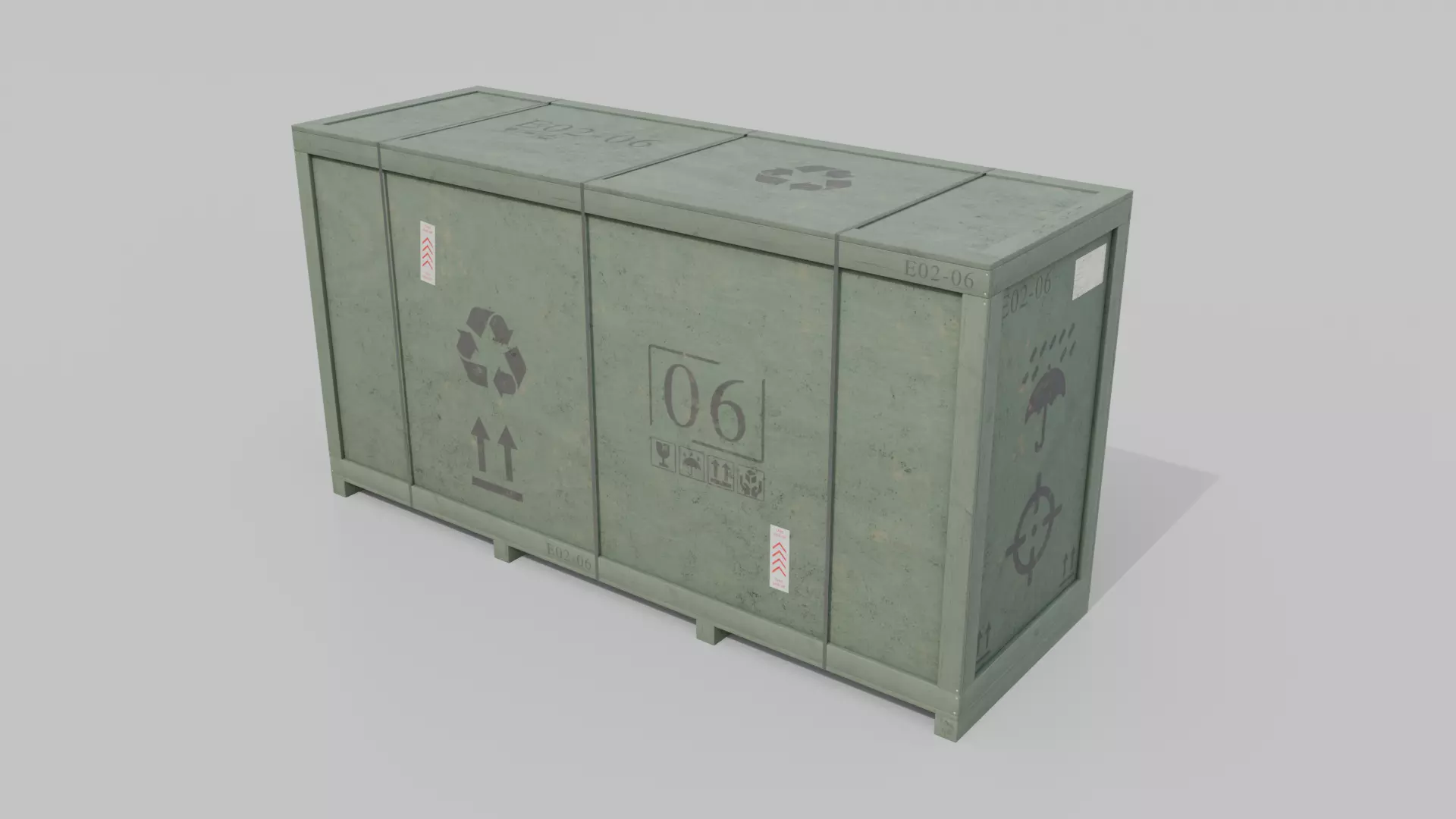 Extra Long and Tall Wooden Crate - Customizable Shipping Box Low-poly 3D model_11