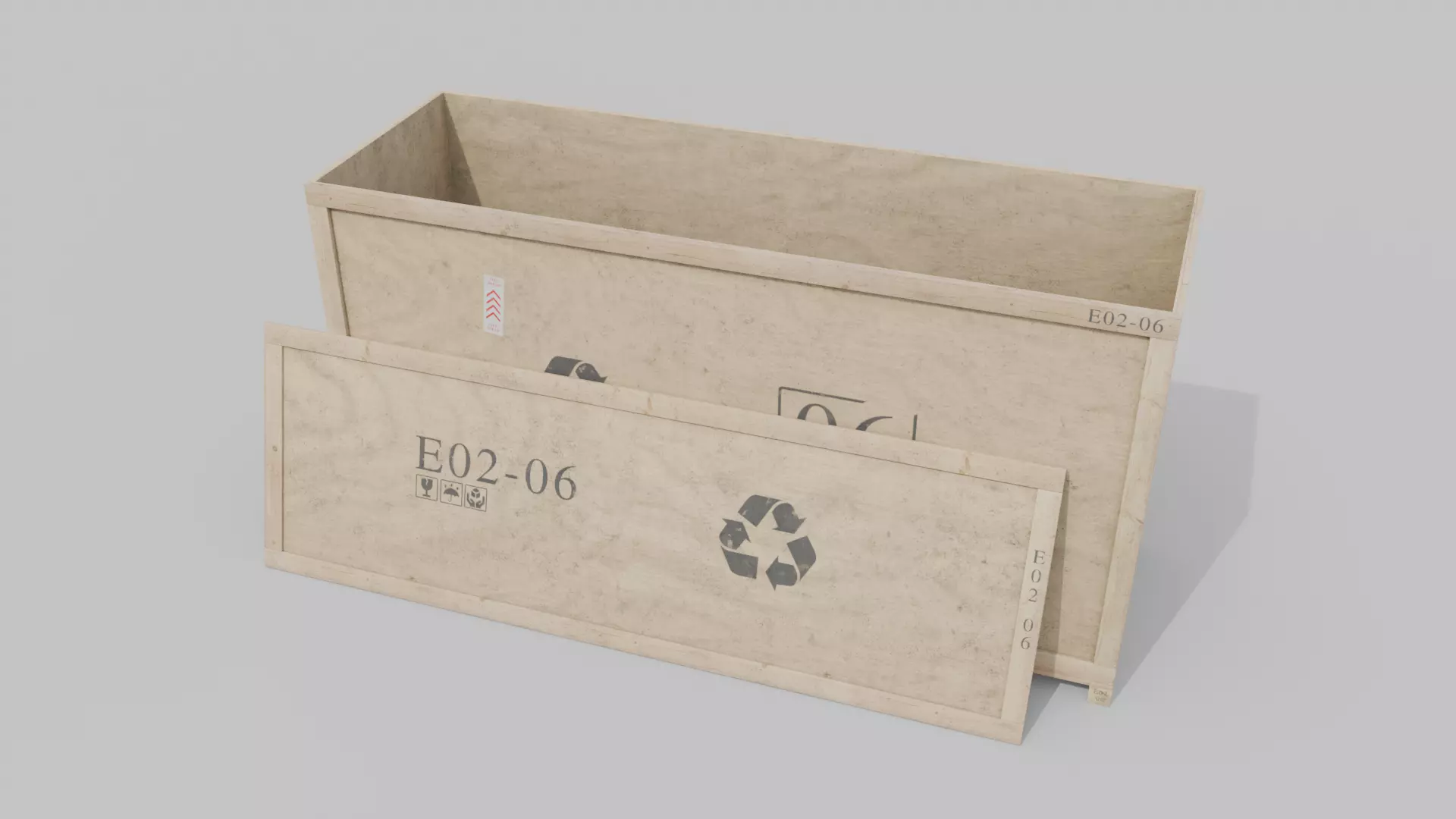 Extra Long and Tall Wooden Crate - Customizable Shipping Box Low-poly 3D model_10