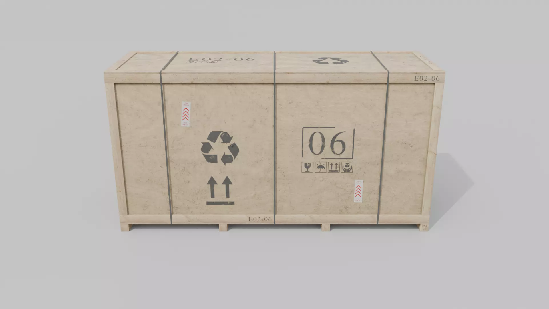 Extra Long and Tall Wooden Crate - Customizable Shipping Box Low-poly 3D model_4