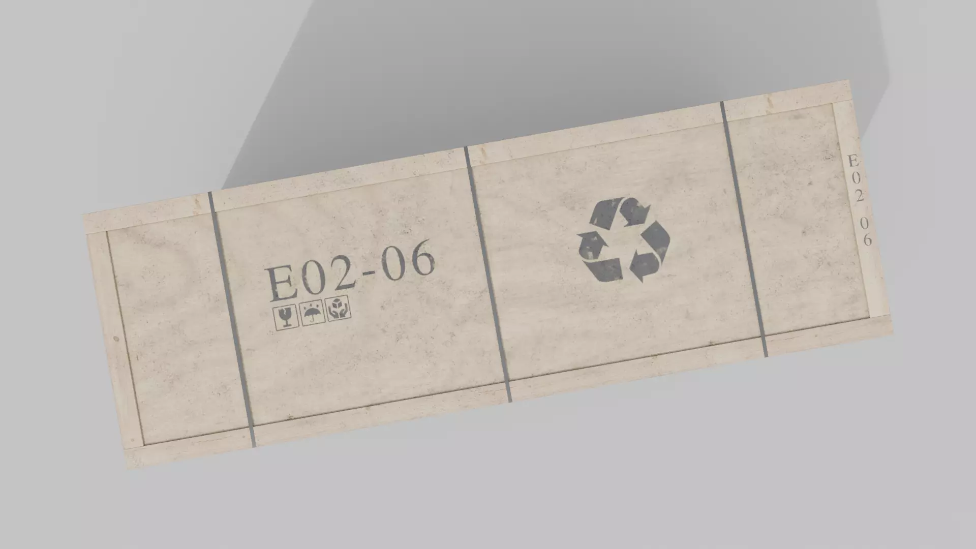 Extra Long and Tall Wooden Crate - Customizable Shipping Box Low-poly 3D model_6