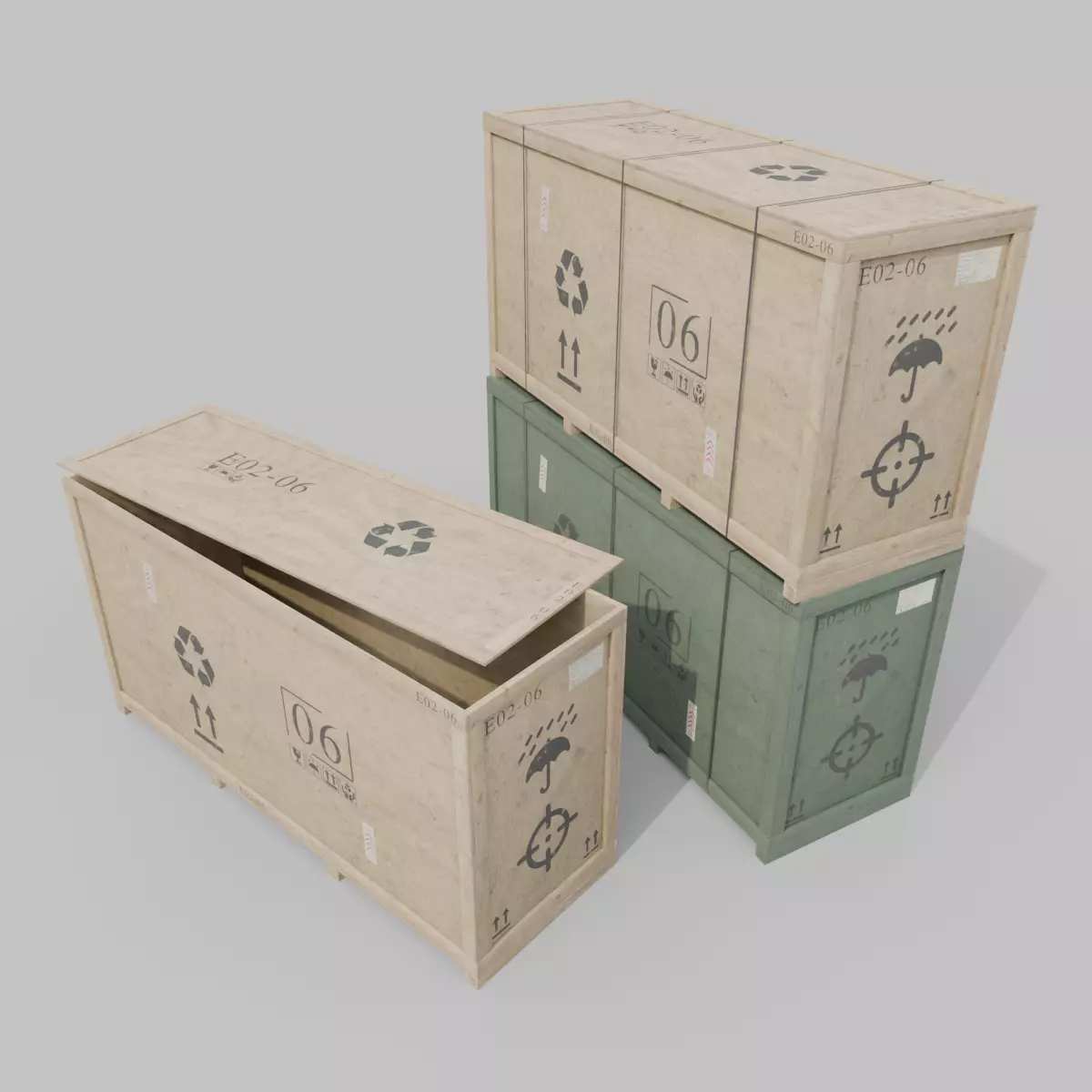 Extra Long and Tall Wooden Crate - Customizable Shipping Box Low-poly 3D model_0