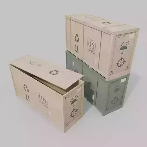 Extra Long and Tall Wooden Crate - Customizable Shipping Box Low-poly 3D model