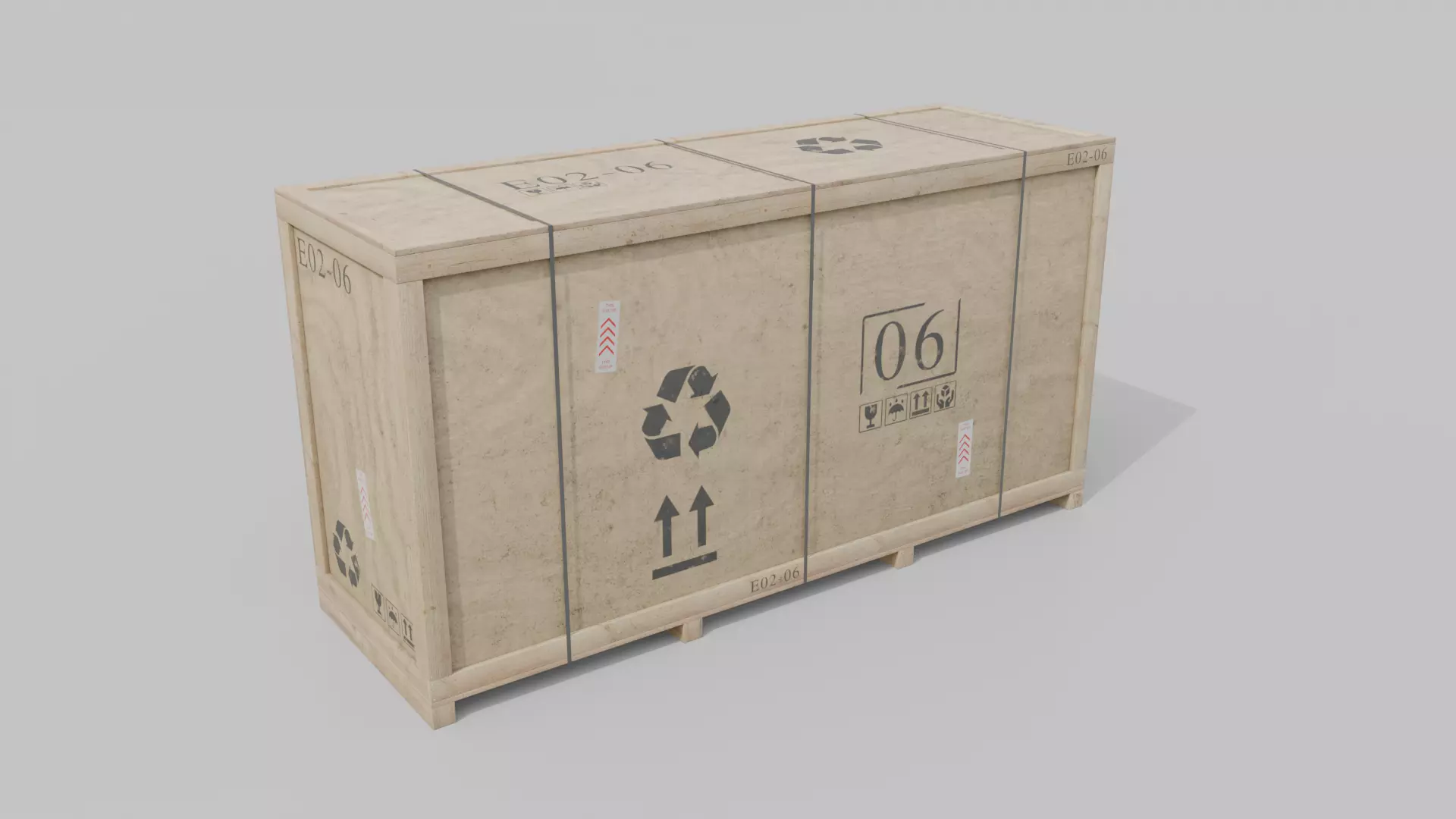 Extra Long and Tall Wooden Crate - Customizable Shipping Box Low-poly 3D model_2