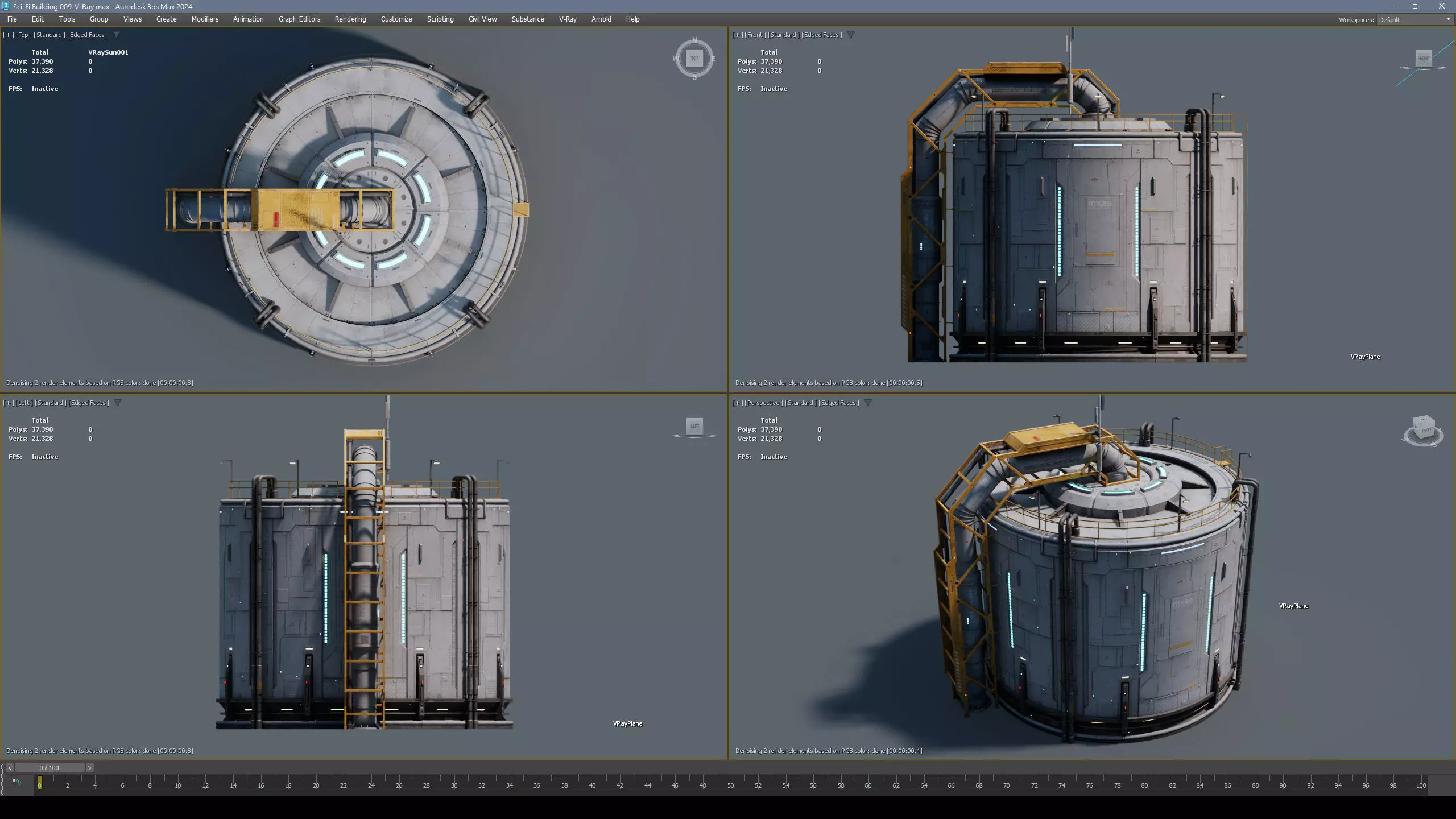 Sci-Fi Building 009 Industry-PBR Low-poly 3D model_9