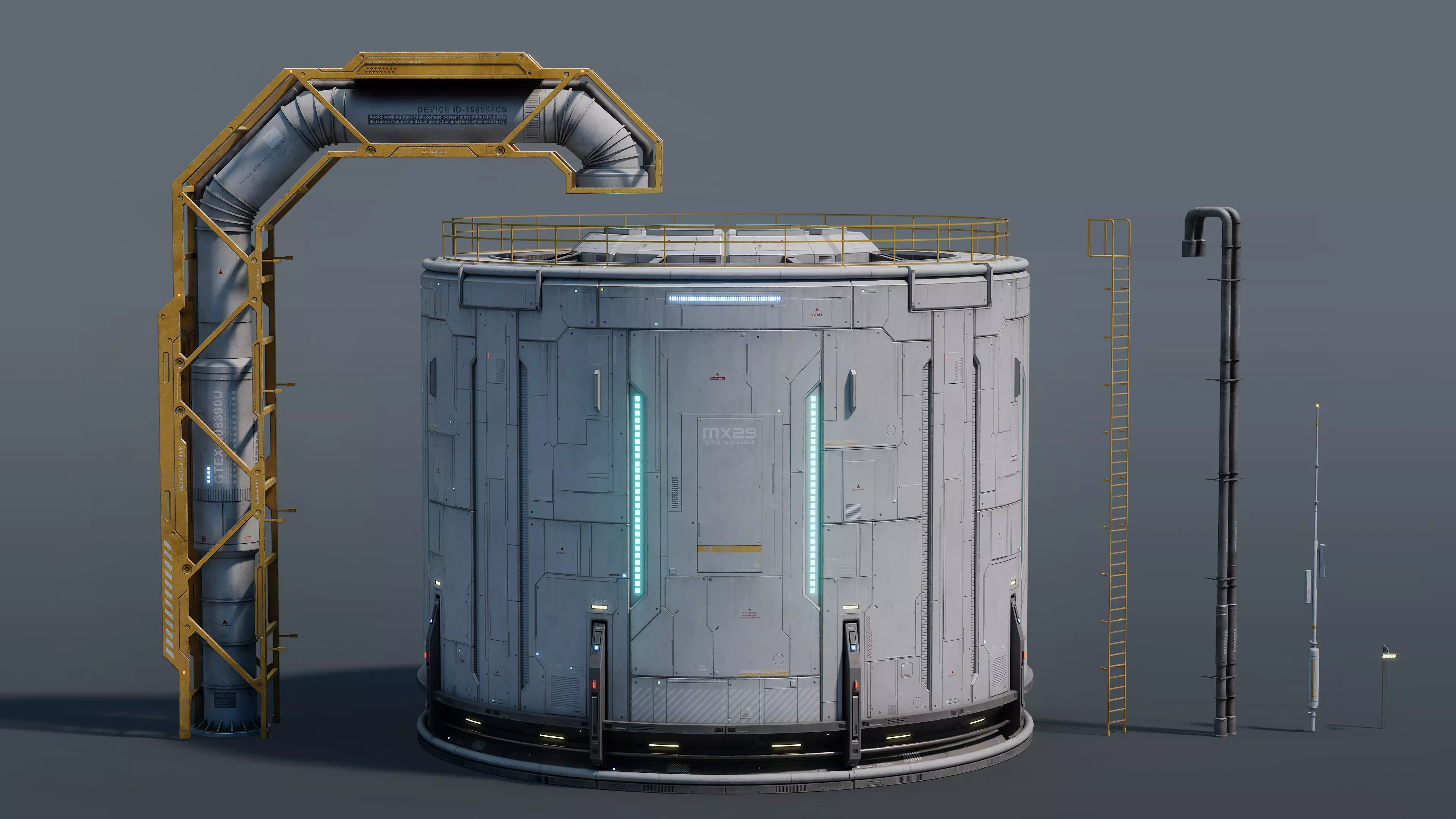 Sci-Fi Building 009 Industry-PBR Low-poly 3D model_6