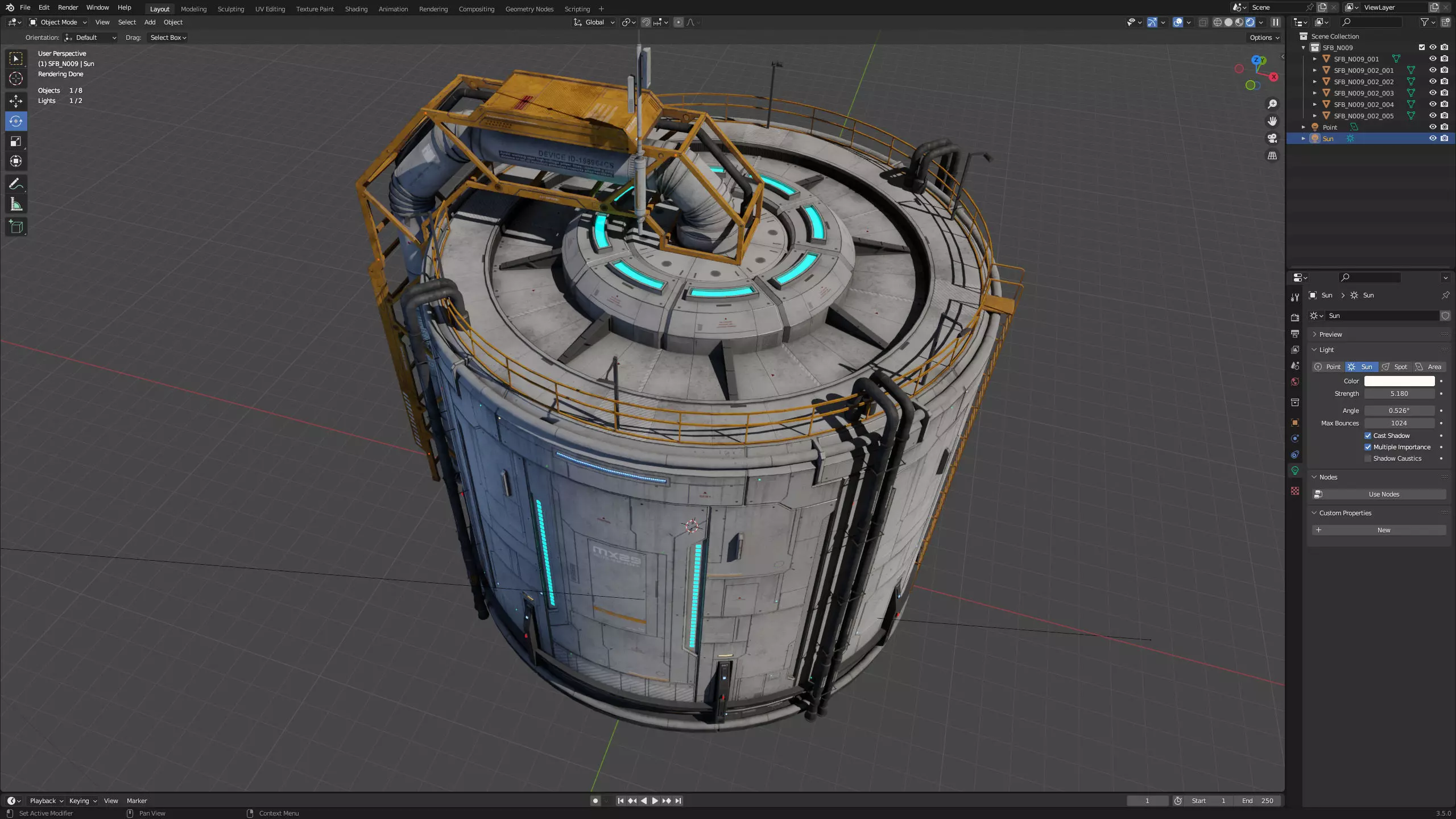 Sci-Fi Building 009 Industry-PBR Low-poly 3D model_11