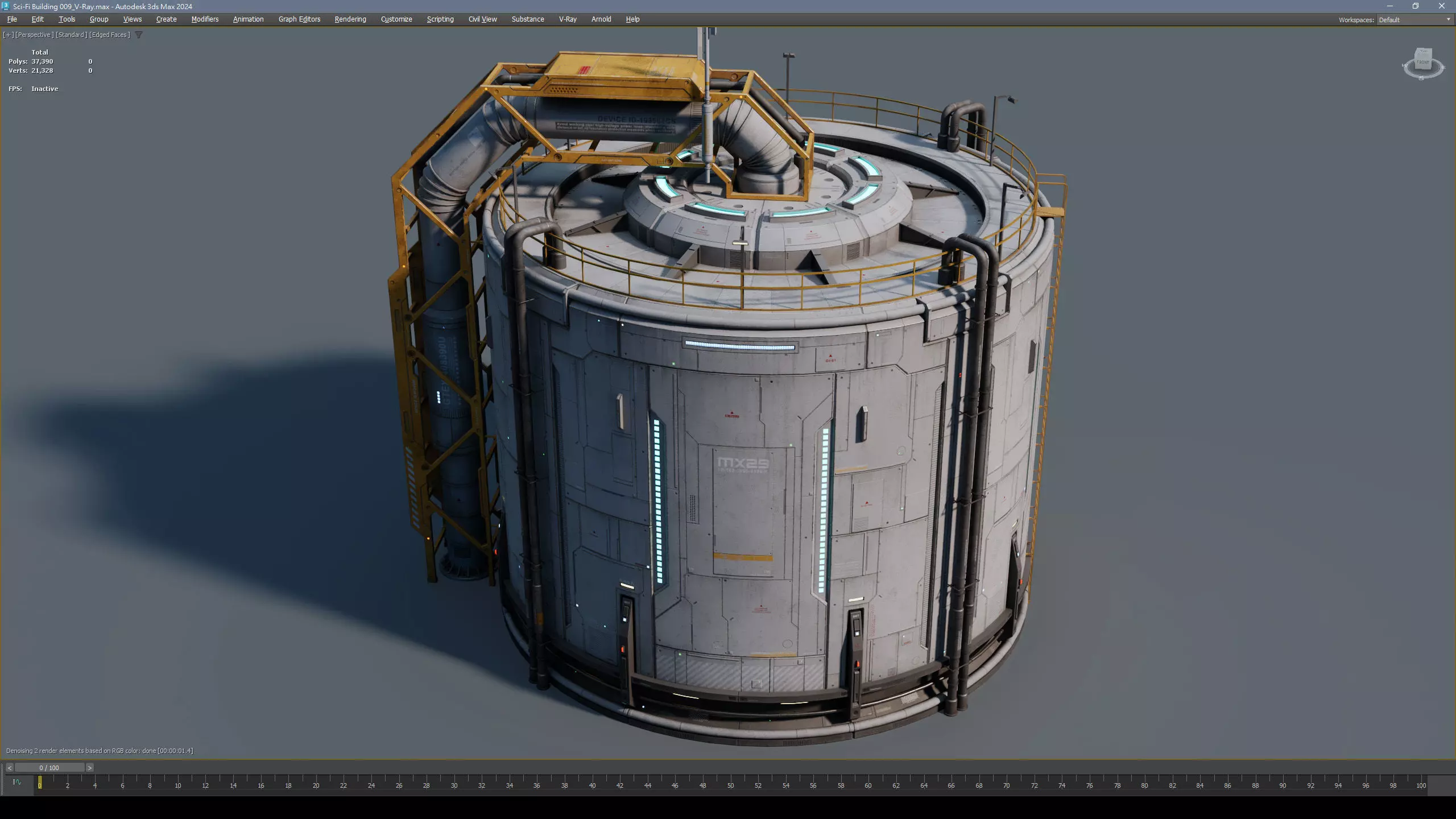 Sci-Fi Building 009 Industry-PBR Low-poly 3D model_7