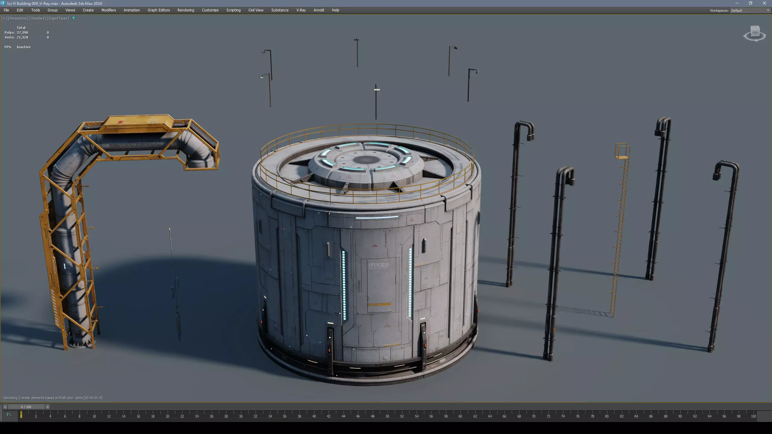 Sci-Fi Building 009 Industry-PBR Low-poly 3D model_8