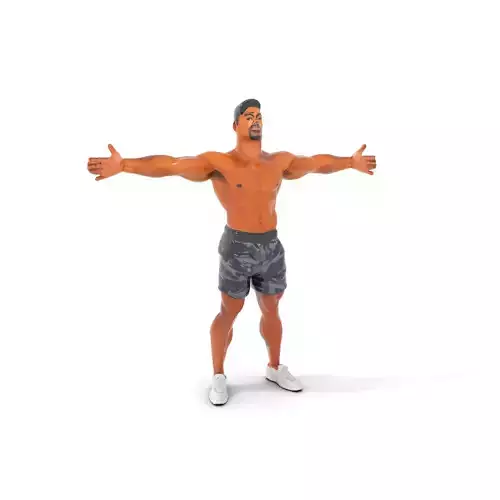 Muscular Athletic Male Character Model Pack with Camouflage Shorts